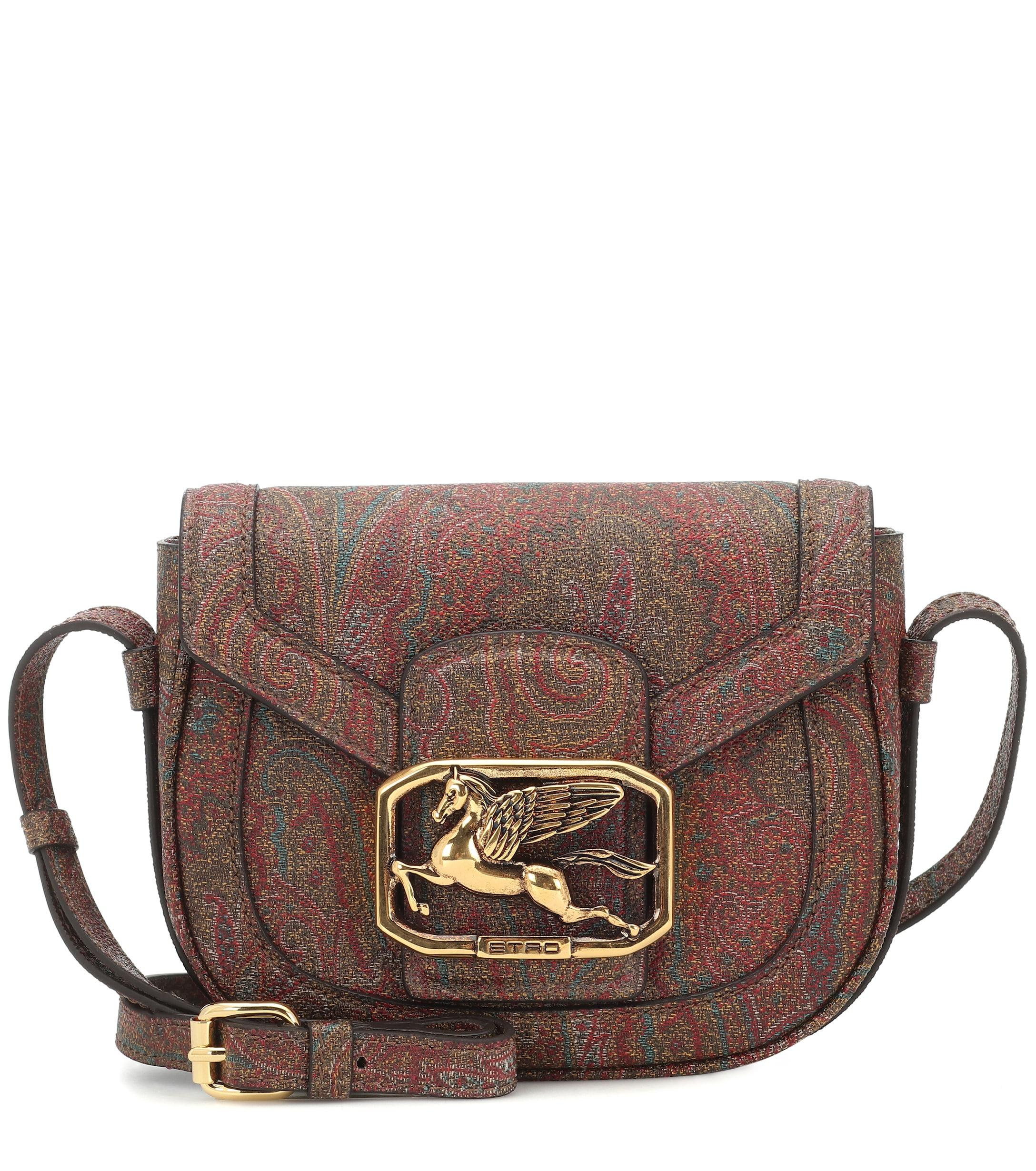 Etro Leather Pegaso Printed Shoulder Bag Lyst