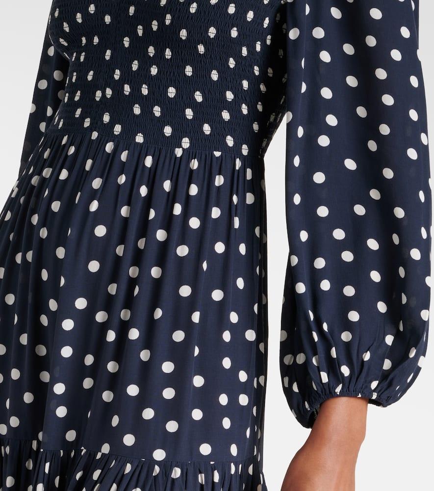 rixo blue polka dot dress Sandrine Midi Dress in Mini Navy Polka Dot main image 1