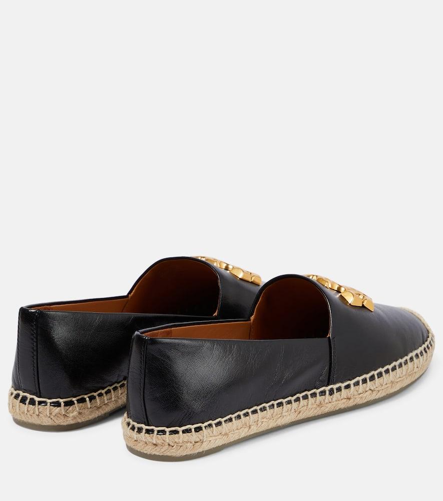Tory burch top black leather espadrilles