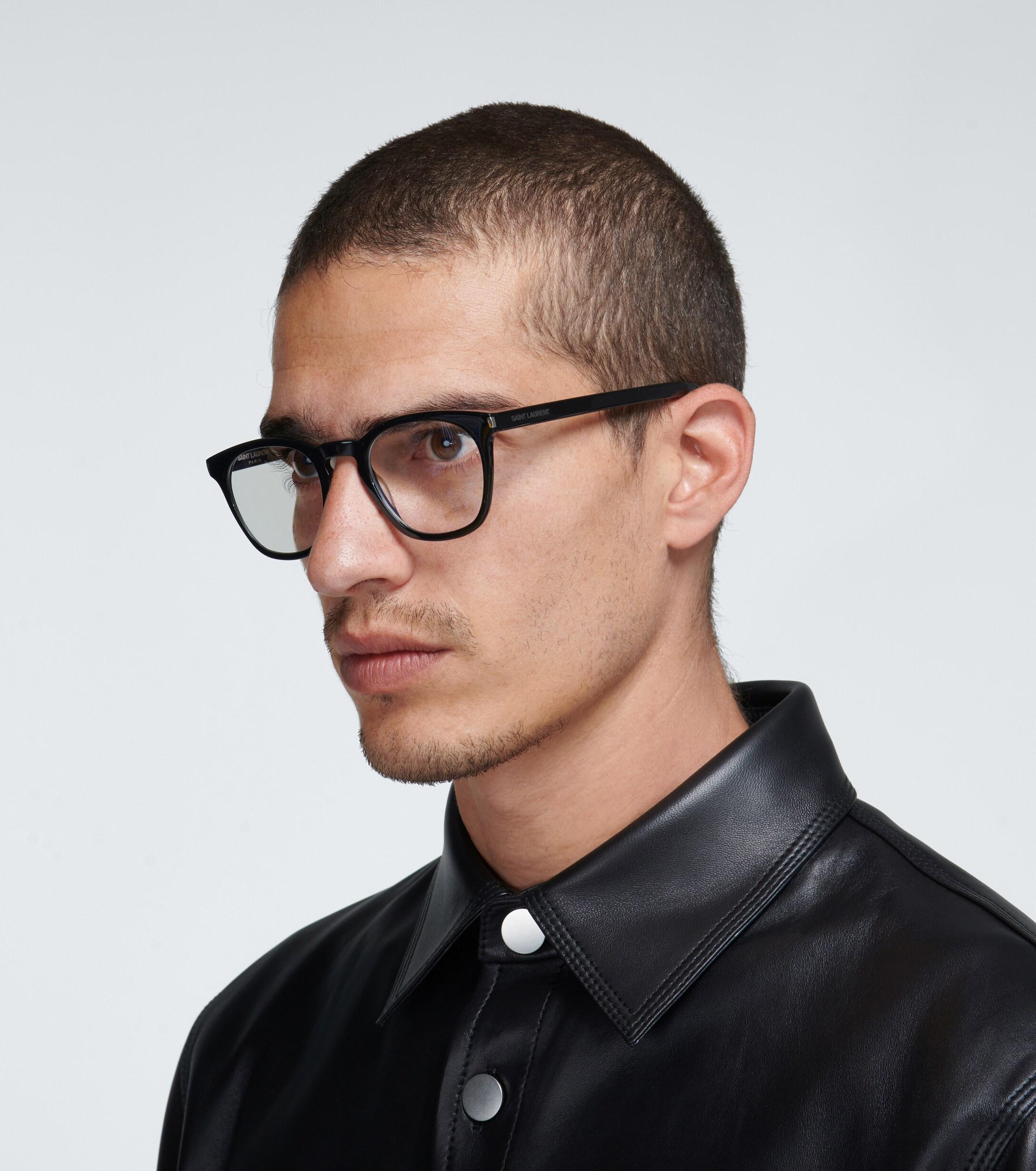 Saint Laurent Square Frame Glasses in Black for Men | Lyst
