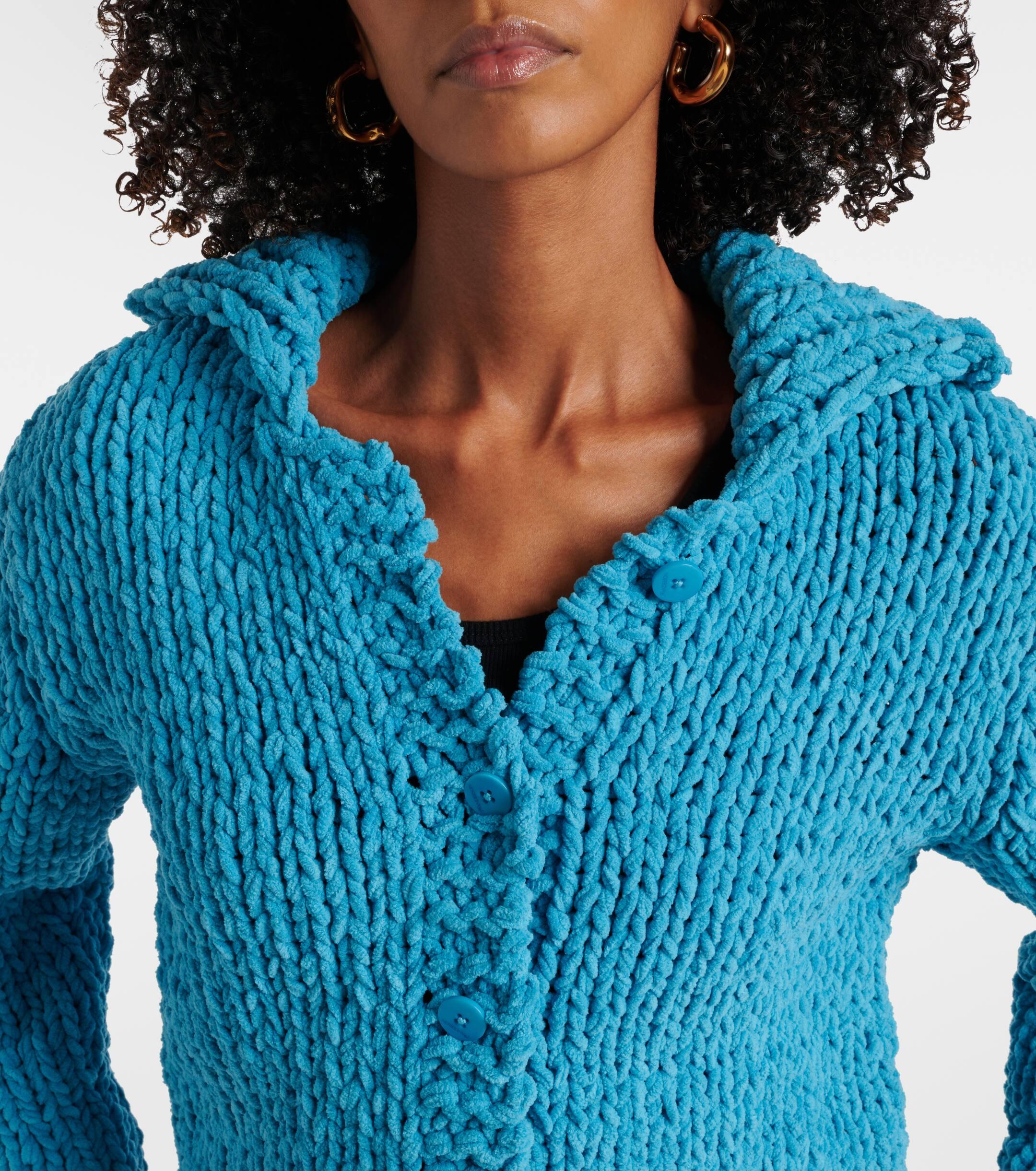 JW Anderson Chenille Cardigan in Blue Lyst UK