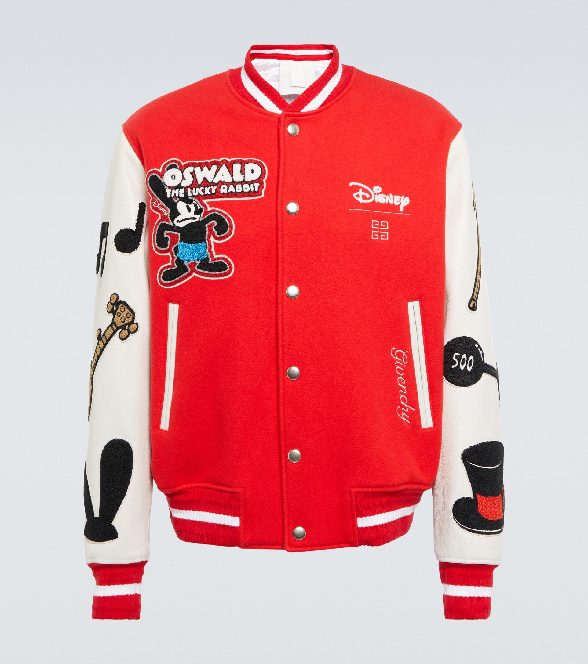Givenchy X Disney® Leather-trimmed Wool-blend Varsity Jacket in Red for Men  | Lyst