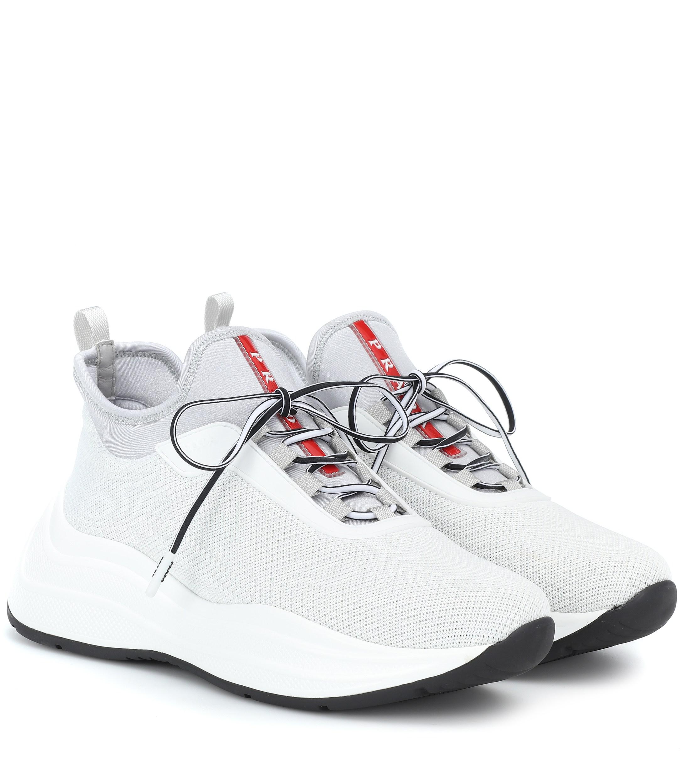prada mesh and neoprene sneakers