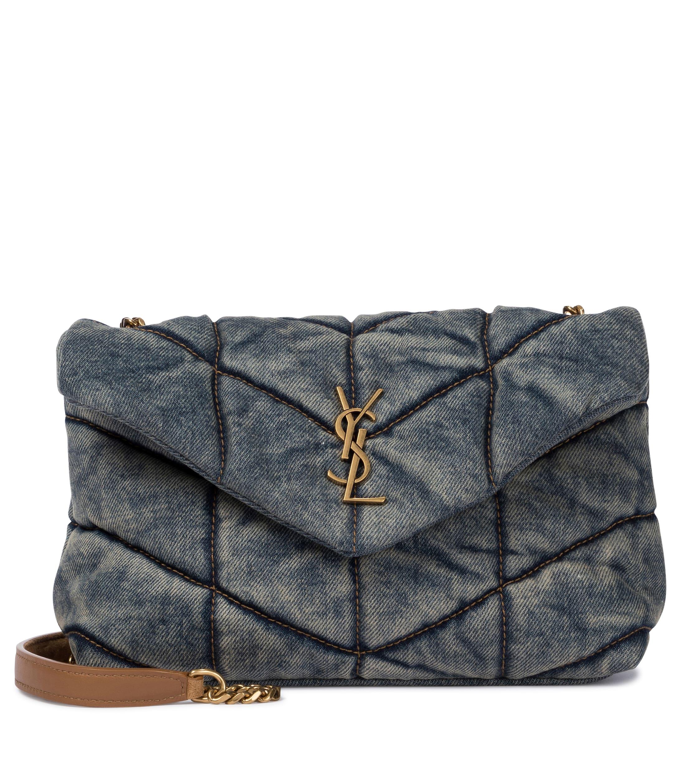 Saint Laurent Loulou Toy Puffer Denim Shoulder Bag in Blue | Lyst UK