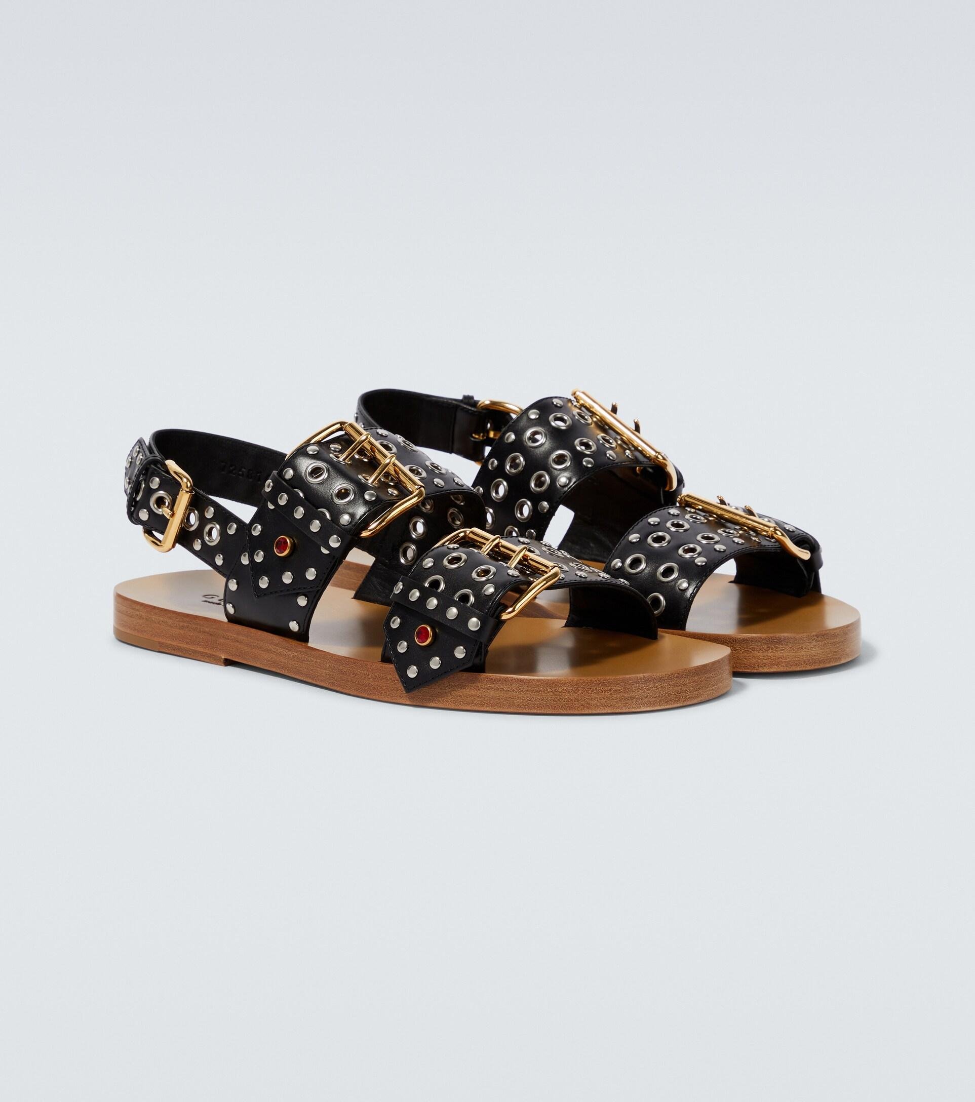 Black Kika GG-buckle Web-stripe leather sandals, Gucci