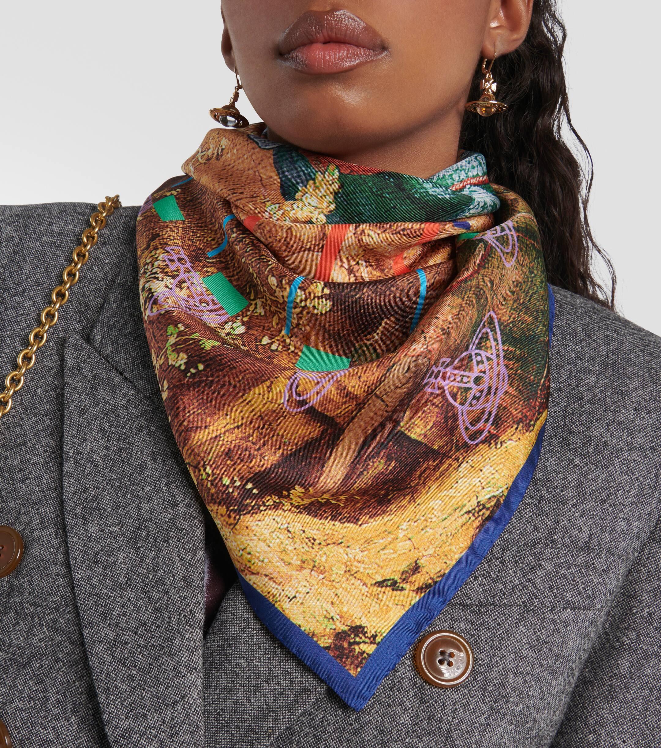 Vivienne Westwood Graphic Printed Silk Scarf in Blue | Lyst UK