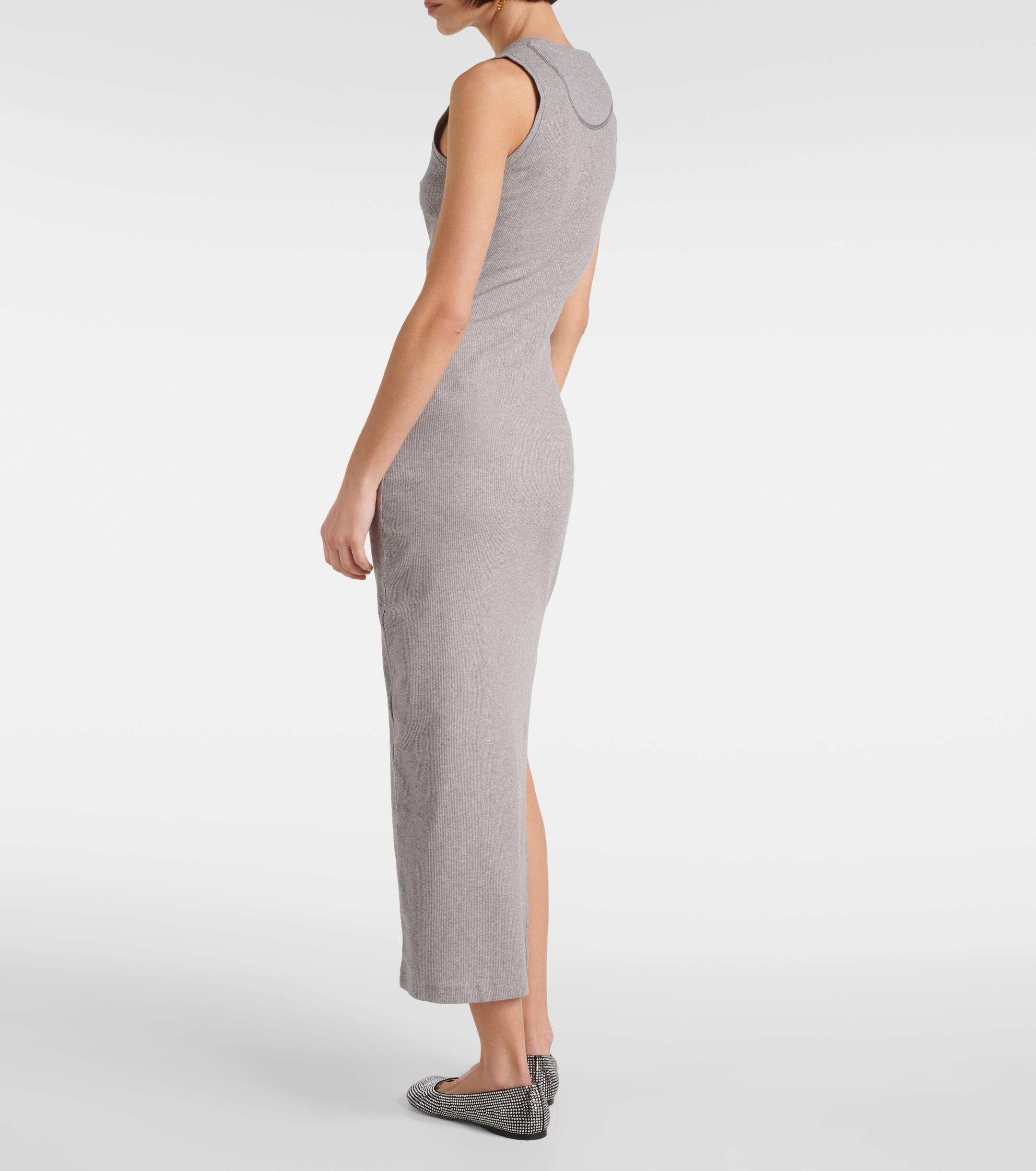 【LOEWE】Anagram embroidered ribbed cotton-jersey midi dress LOEWE Anagram embroidered ribbed cotton-jersey midi dress