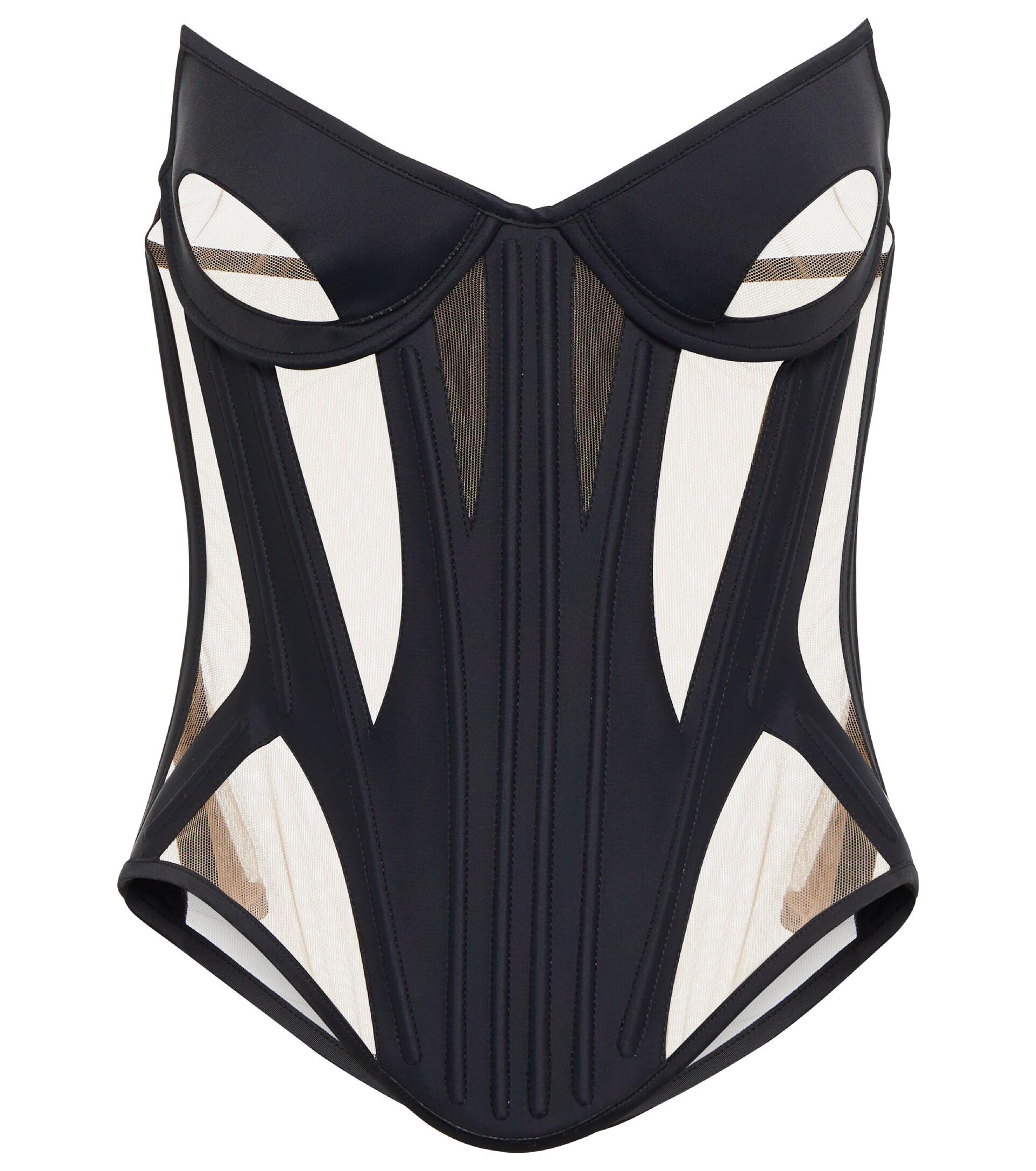 Mugler Paneled Tulle Bustier in Blue | Lyst