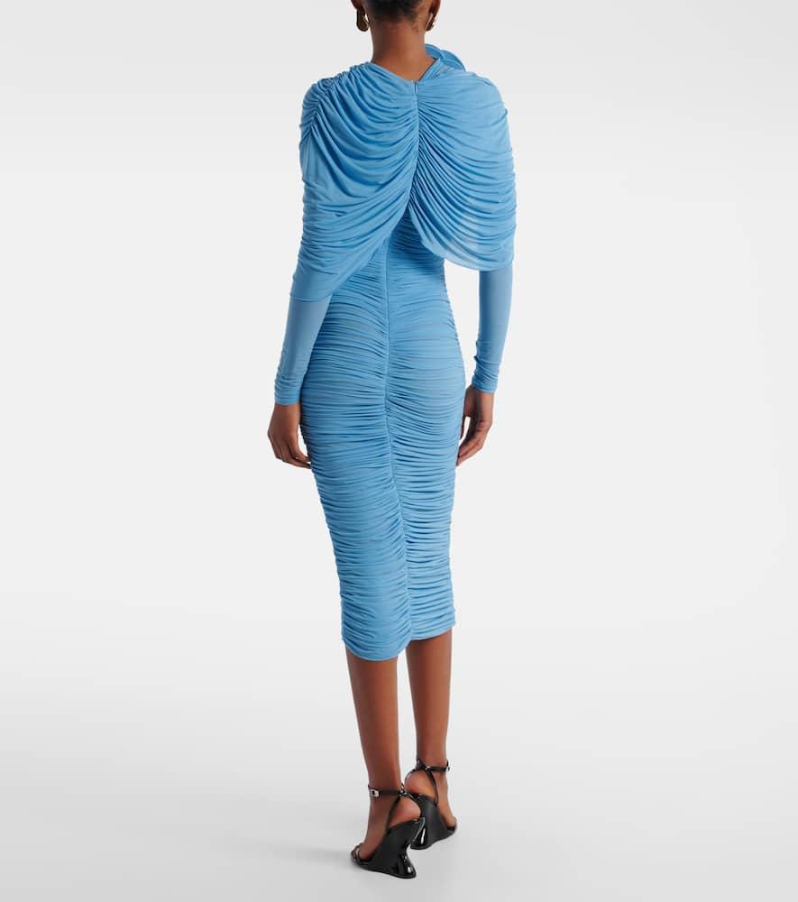 ワンピース MAGDA BUTRYM MIDI DRESS LONG SLEEVE RUCHED SLEEVE Bi-color long-sleeve midi dress in pink