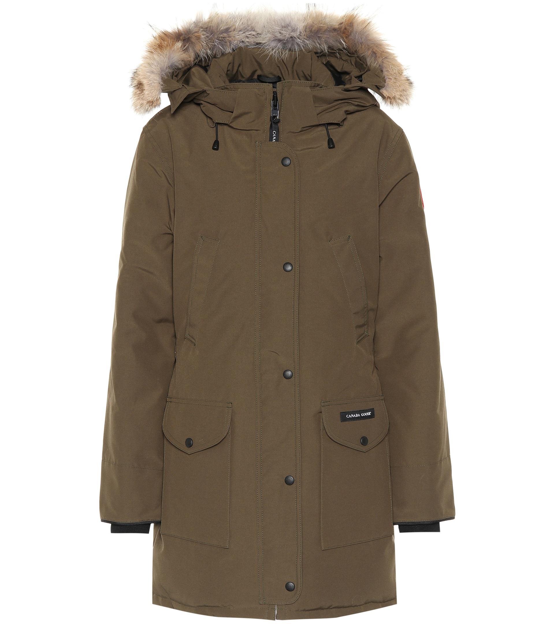 Canada Goose Goose Trillium Fur-trimmed Hooded Parka in Green - Lyst