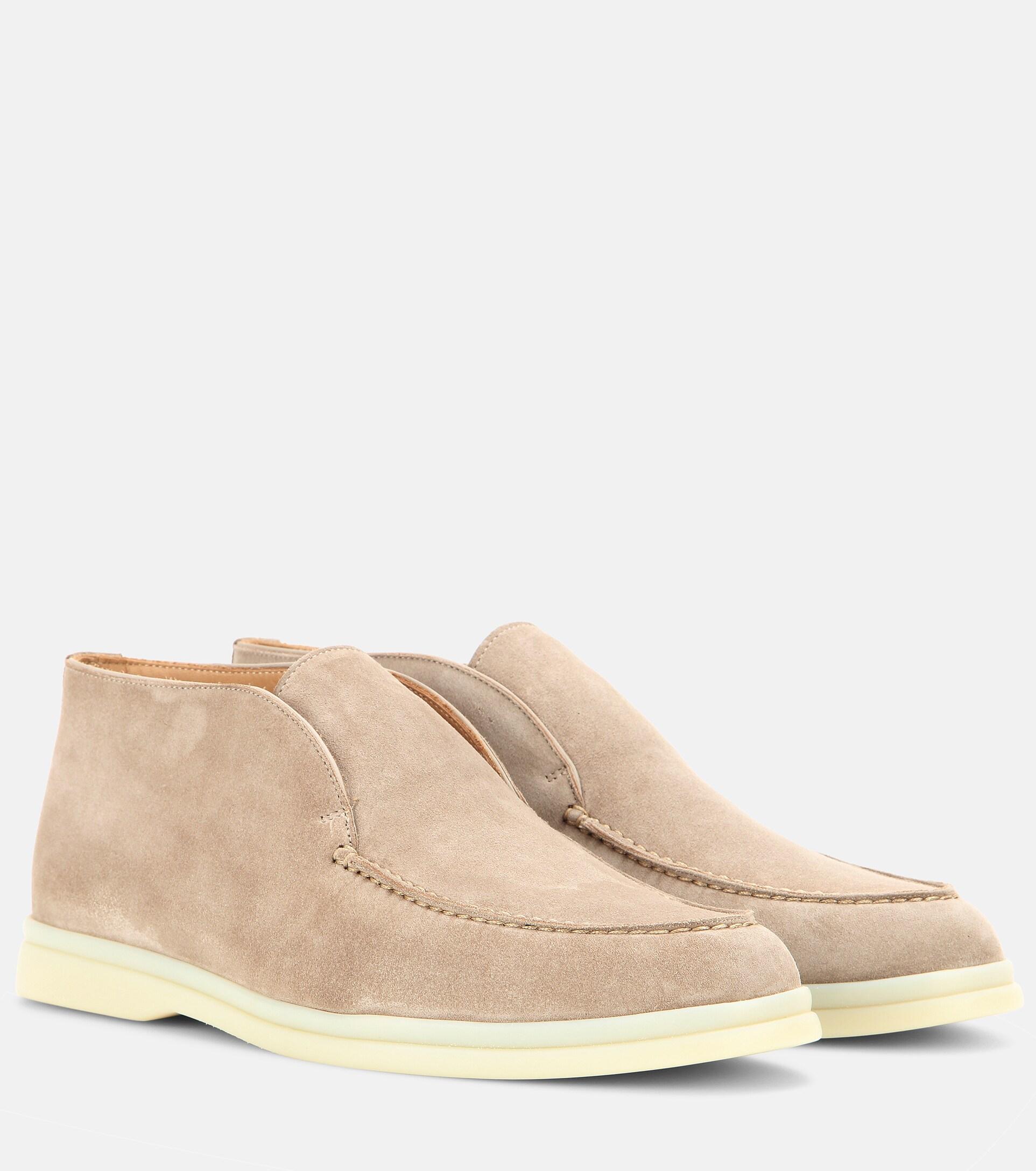 Loro Piana Open Walk Suede Ankle Boots in Natural | Lyst