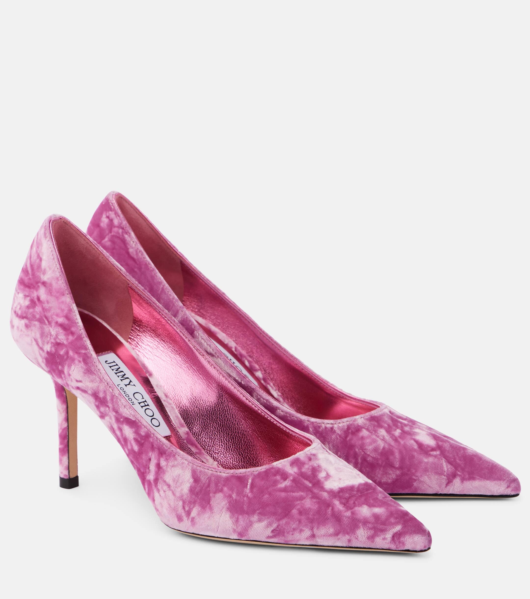 Pink velvet pumps hotsell
