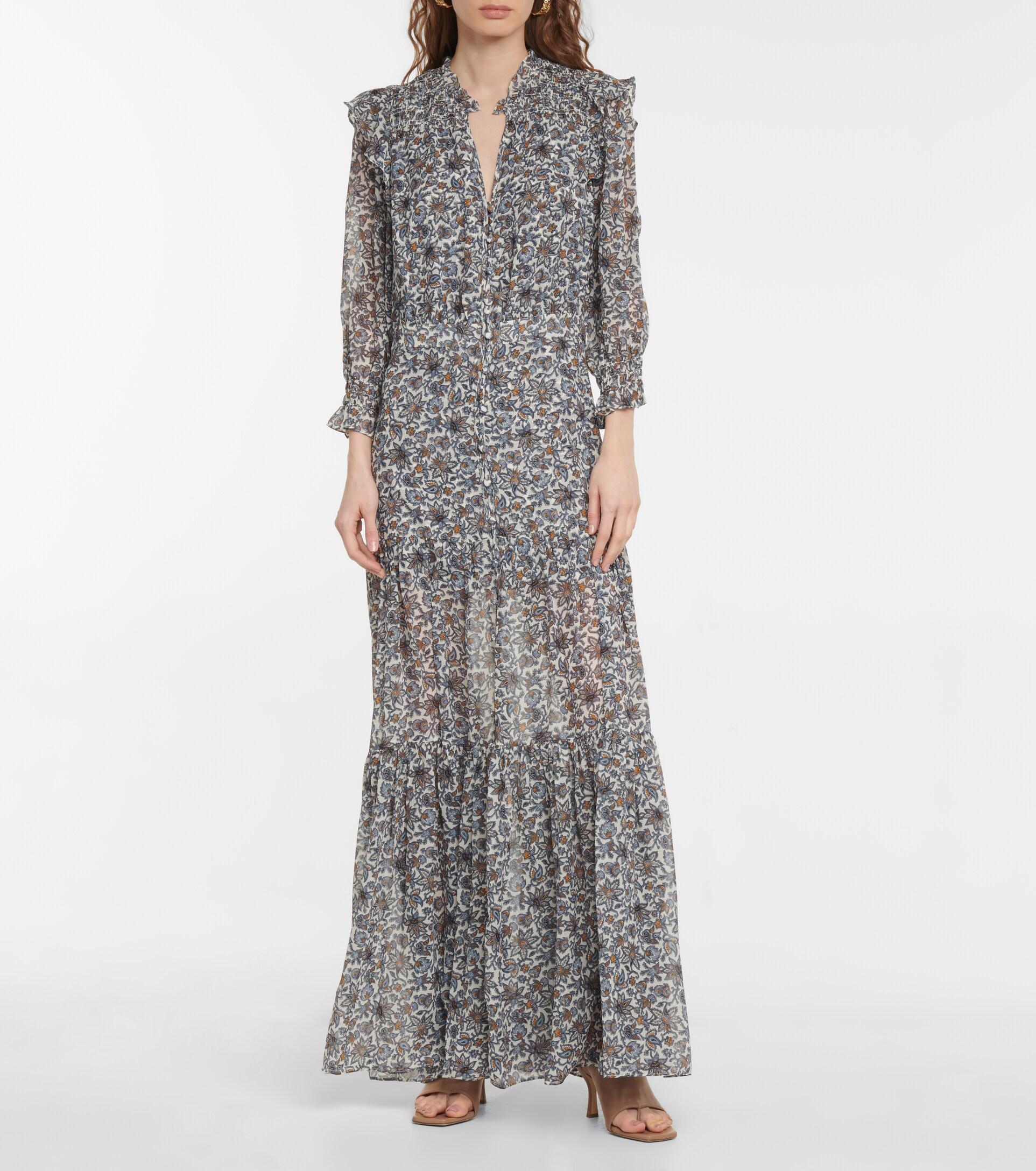 Veronica Beard Nitza Floral Maxi Dress in Gray | Lyst