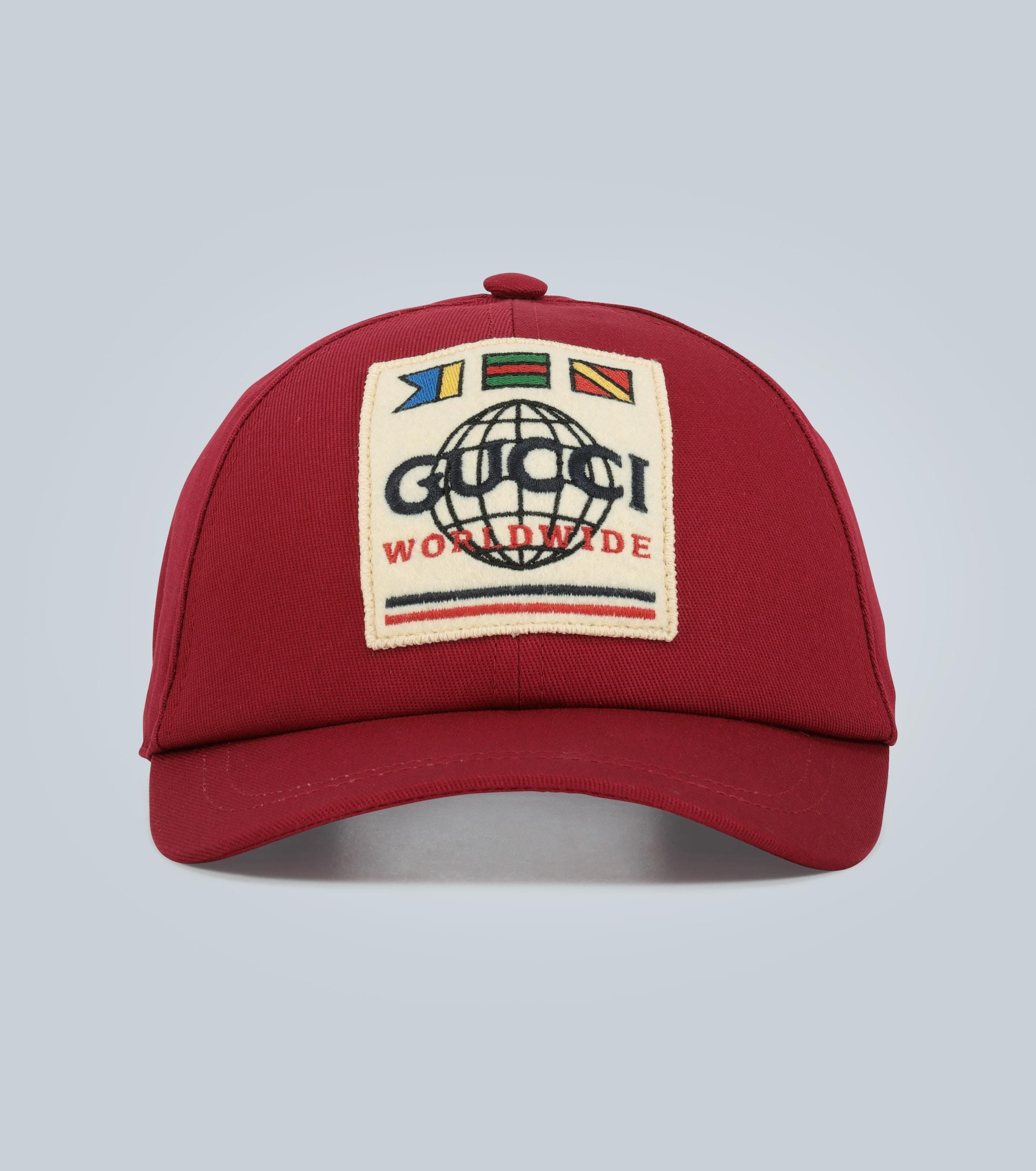 Gucci Canvas Baseball Hat With Worldwide Patch in Red for Men Save 44