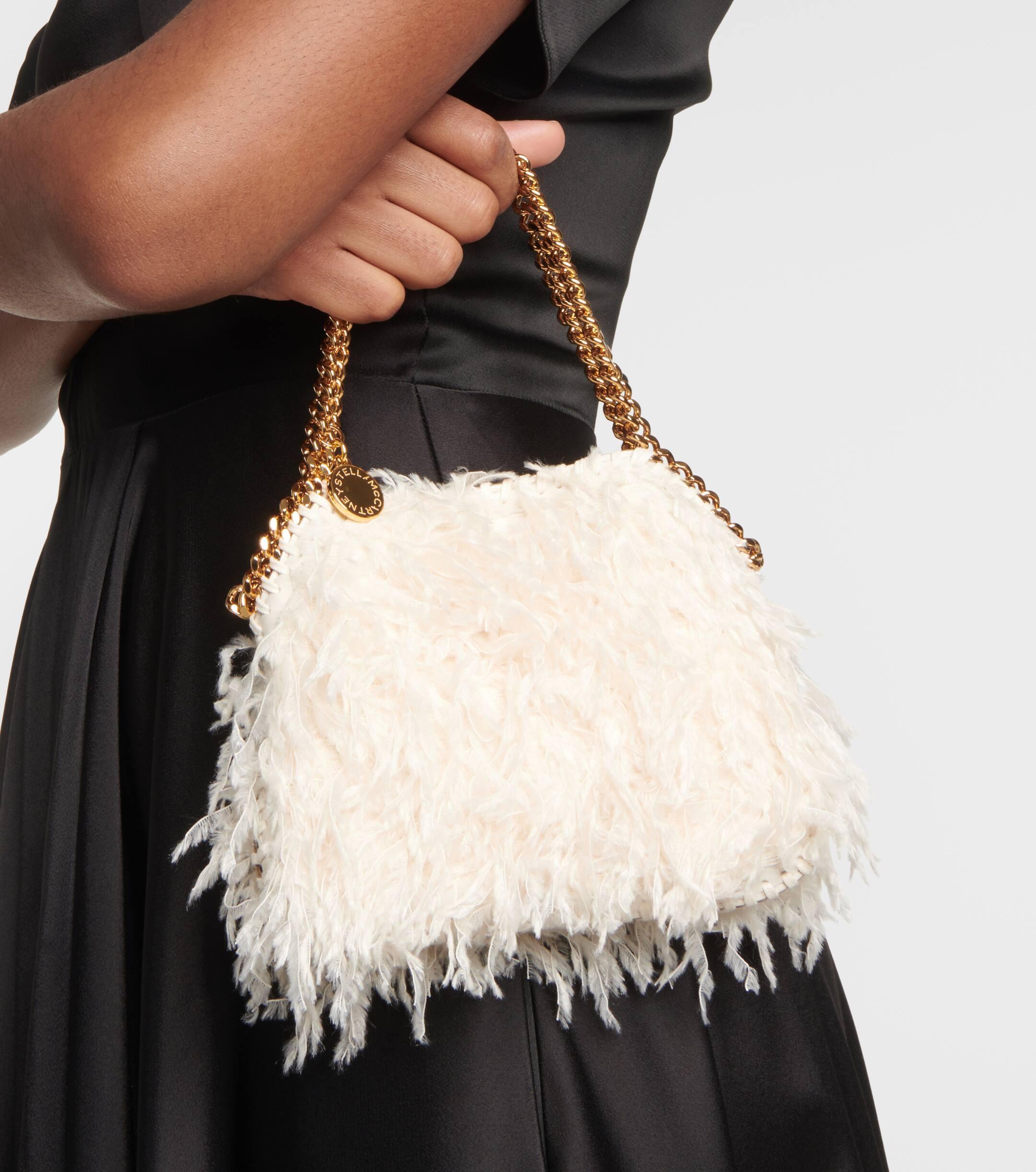 Stella McCartney Falabella Mini Faux Feather Shoulder Bag in Natural Lyst UK