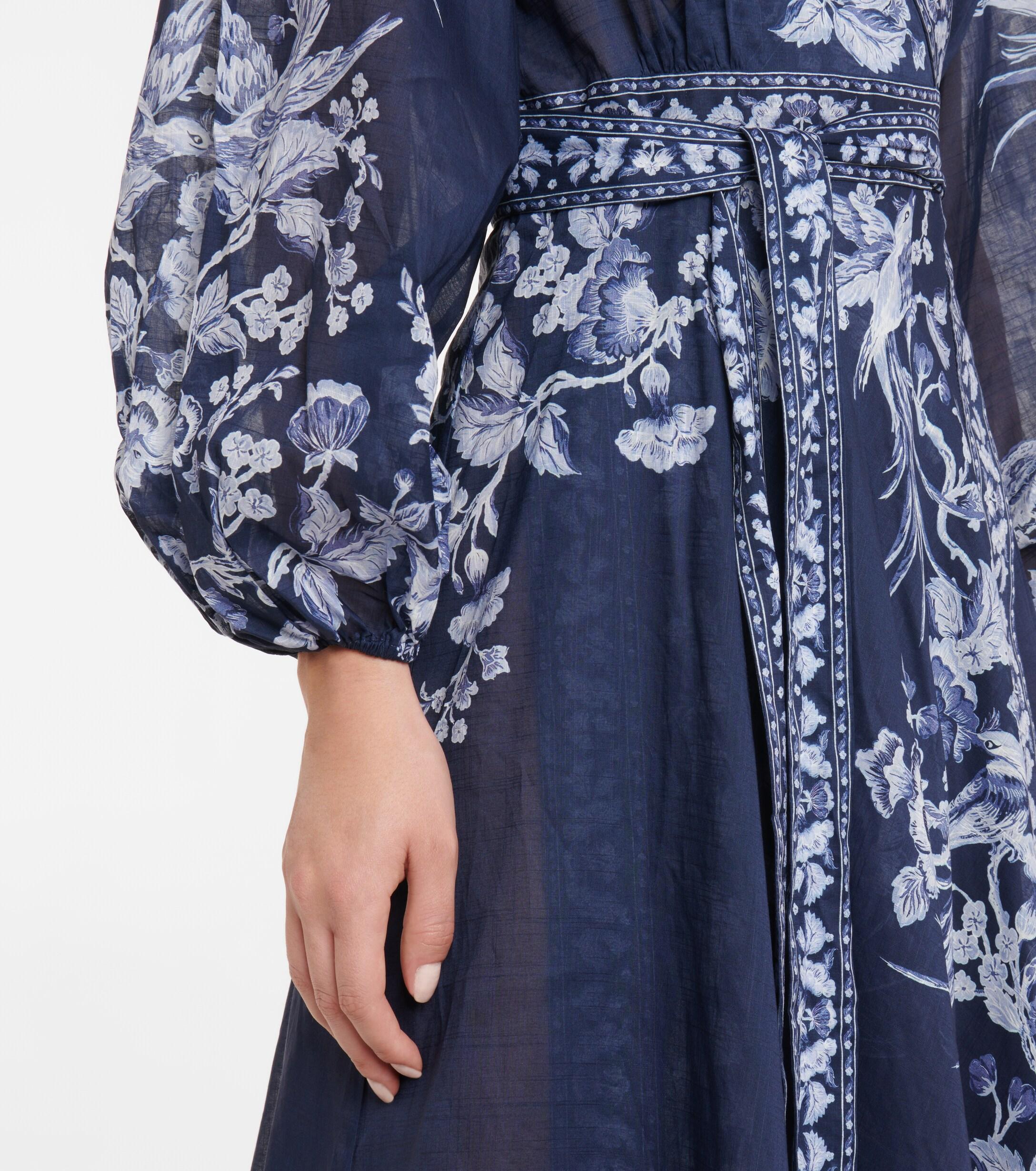 Zimmermann Aliane Printed Cotton Wrap Dress in Blue | Lyst