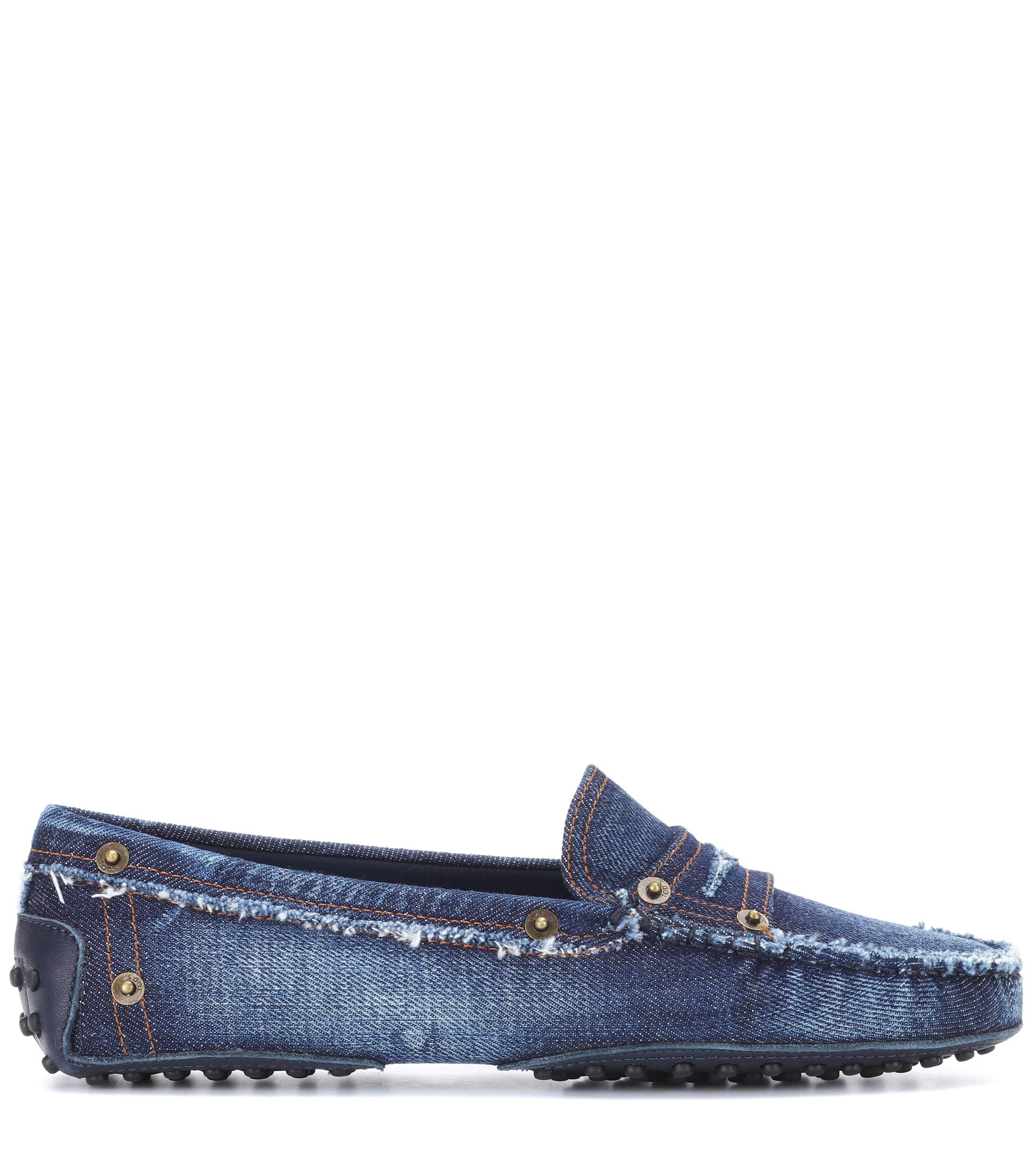 tod's gommino denim loafers