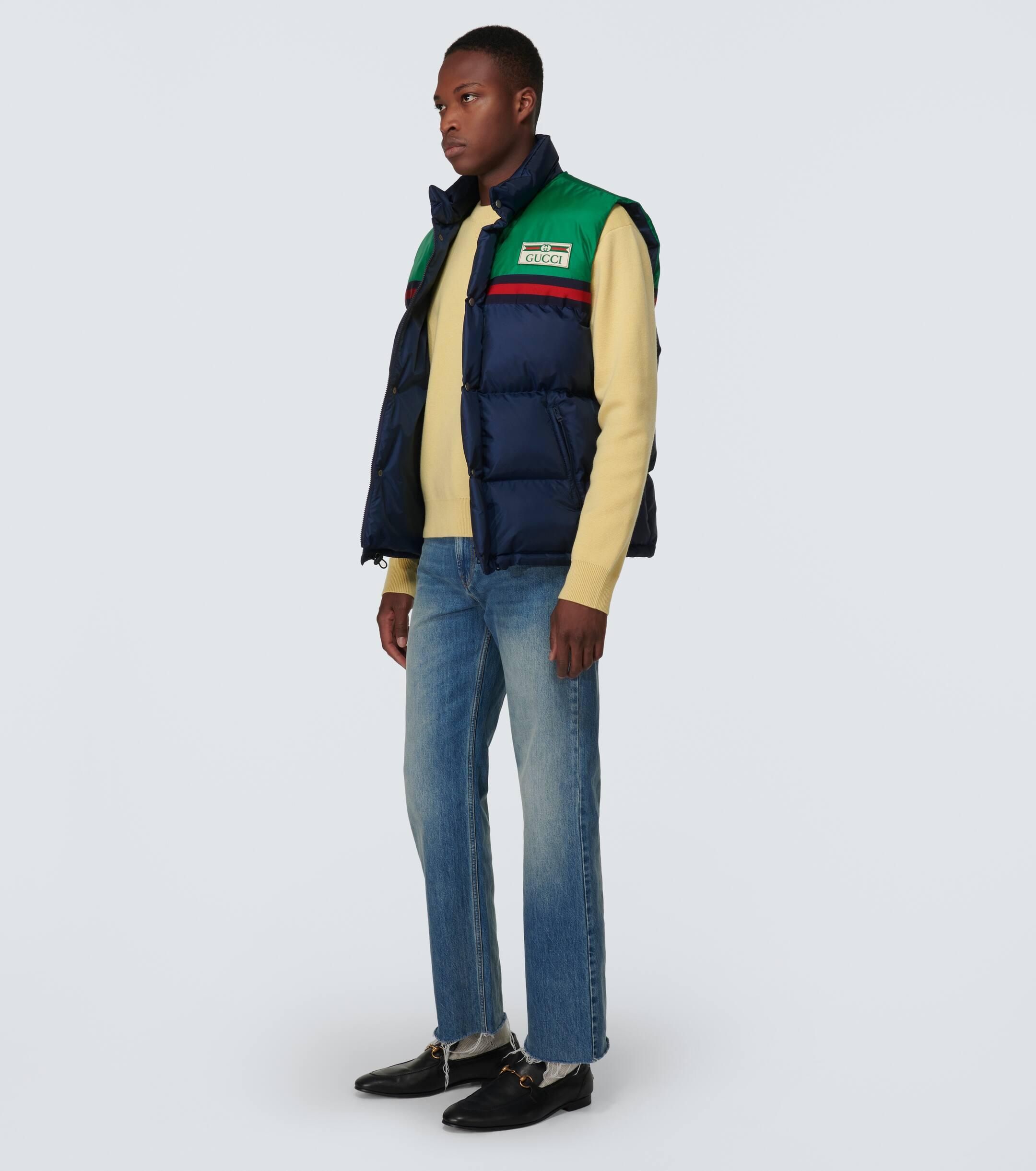 Gucci Colorblocked Satin Down Vest in Blue for Men Lyst Canada