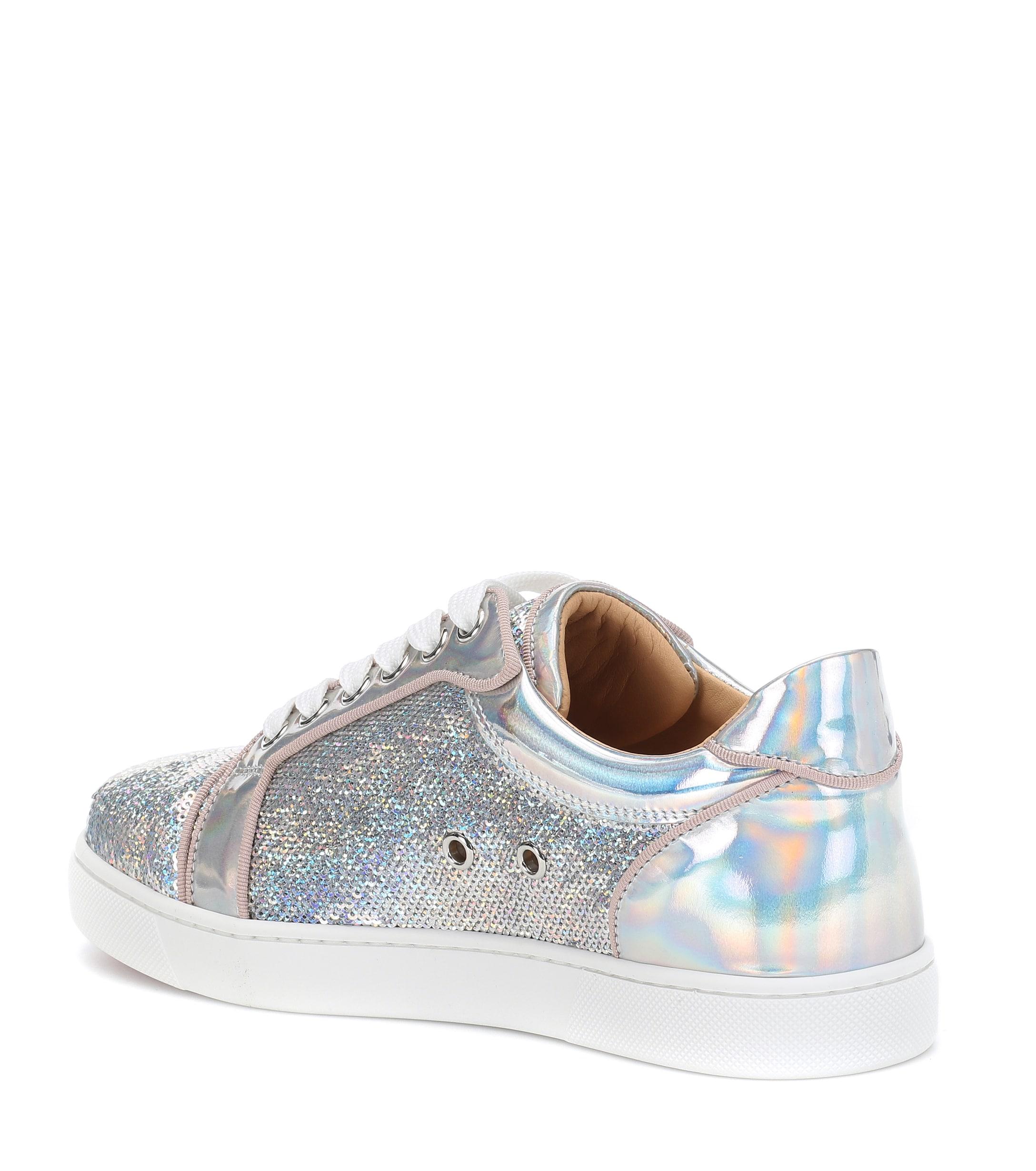 Christian Louboutin Vieira Sequined Sneakers in Silver (Metallic) - Lyst