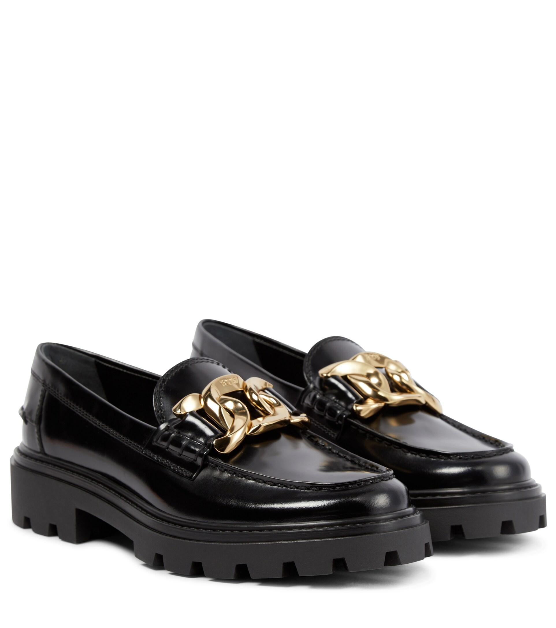 Tod's Catena Leather Loafers in Black | Lyst