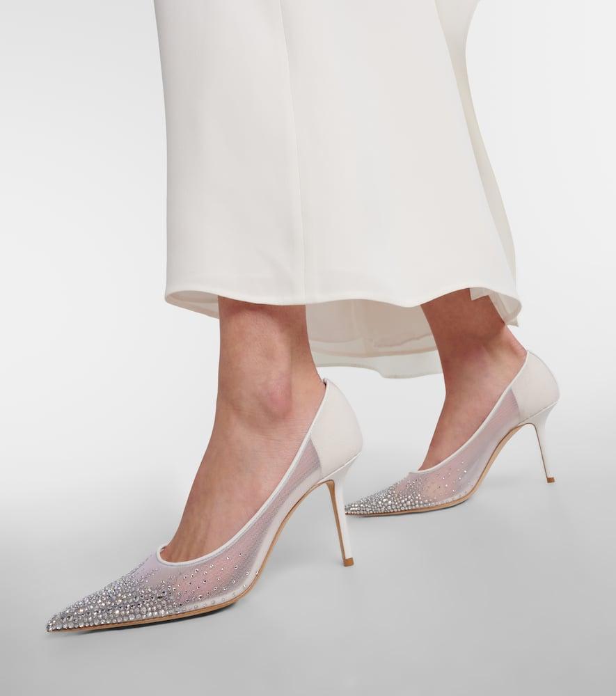 Jimmy Choo Love 85 Crystal-Embellished Mesh Pumps in White Lyst