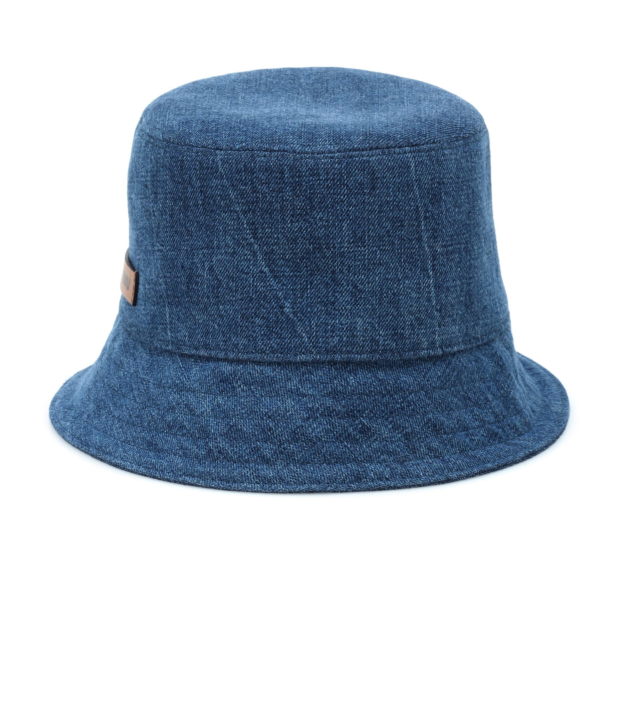 Miu Miu Denim Bucket Hat in Blue | Lyst