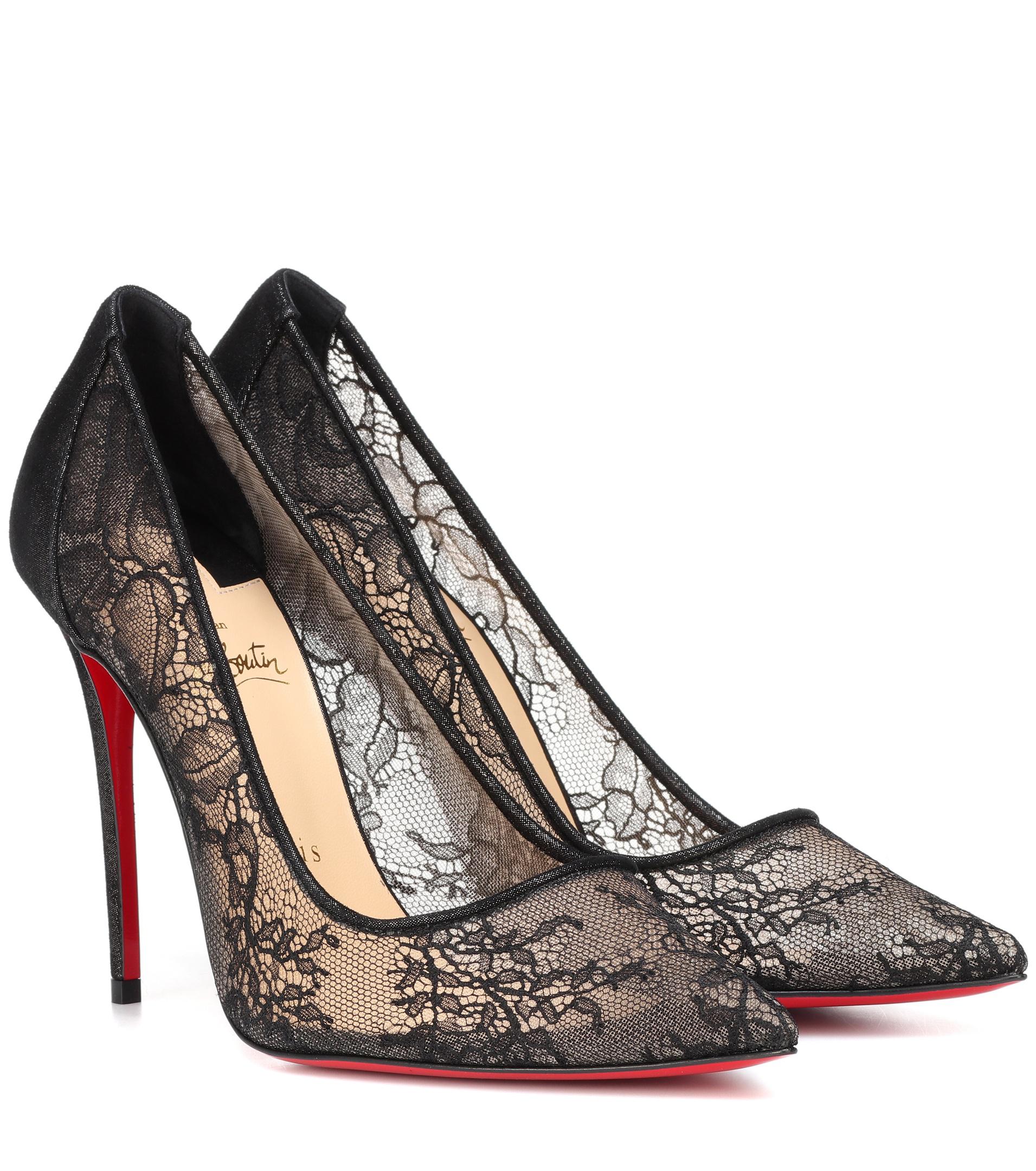 Escarpins en cuir et dentelle Lace 554 Christian Louboutin en coloris Noir  | Lyst