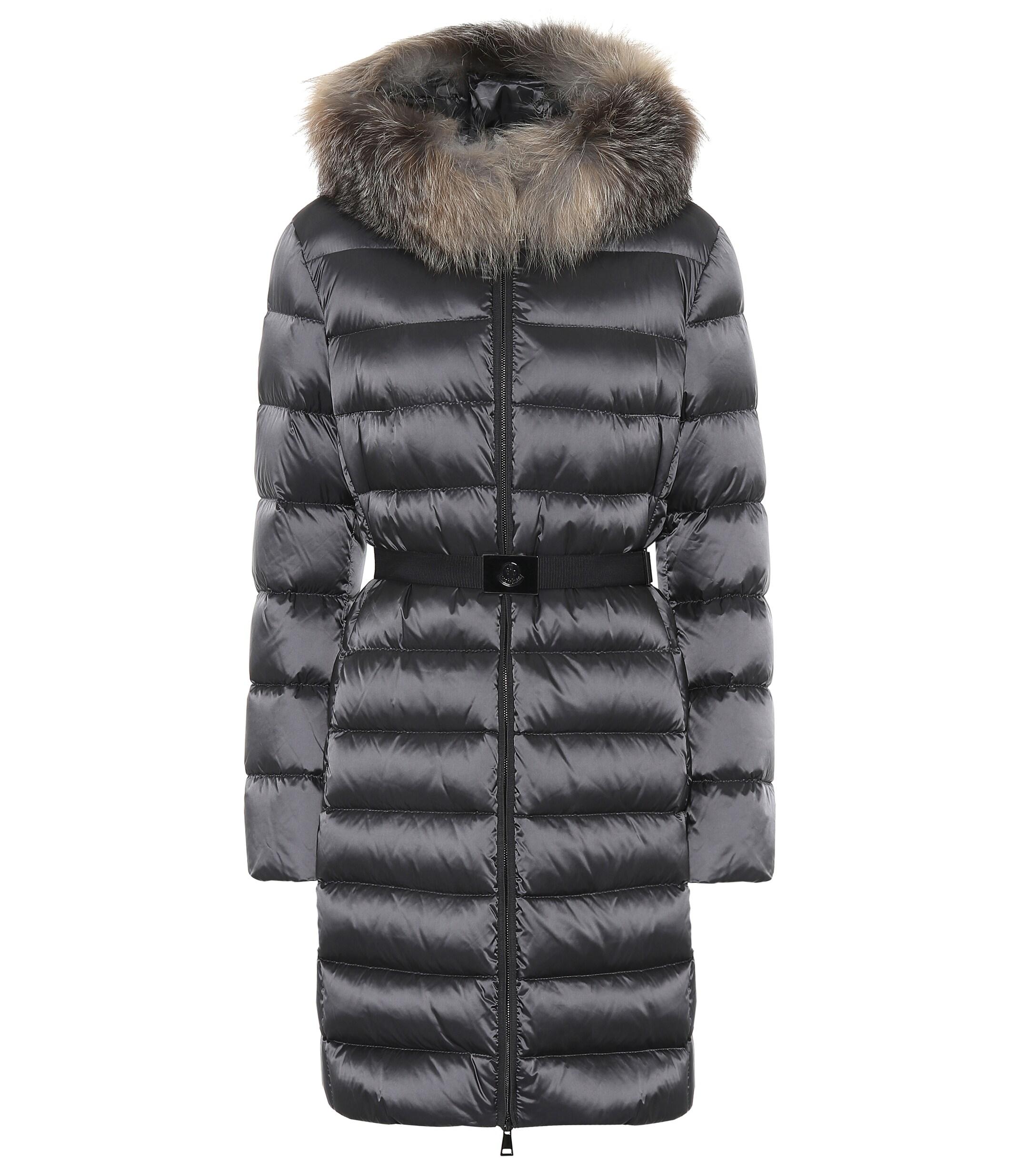 Moncler Synthetic Tinuv Fur-trimmed Down Coat in Black - Lyst