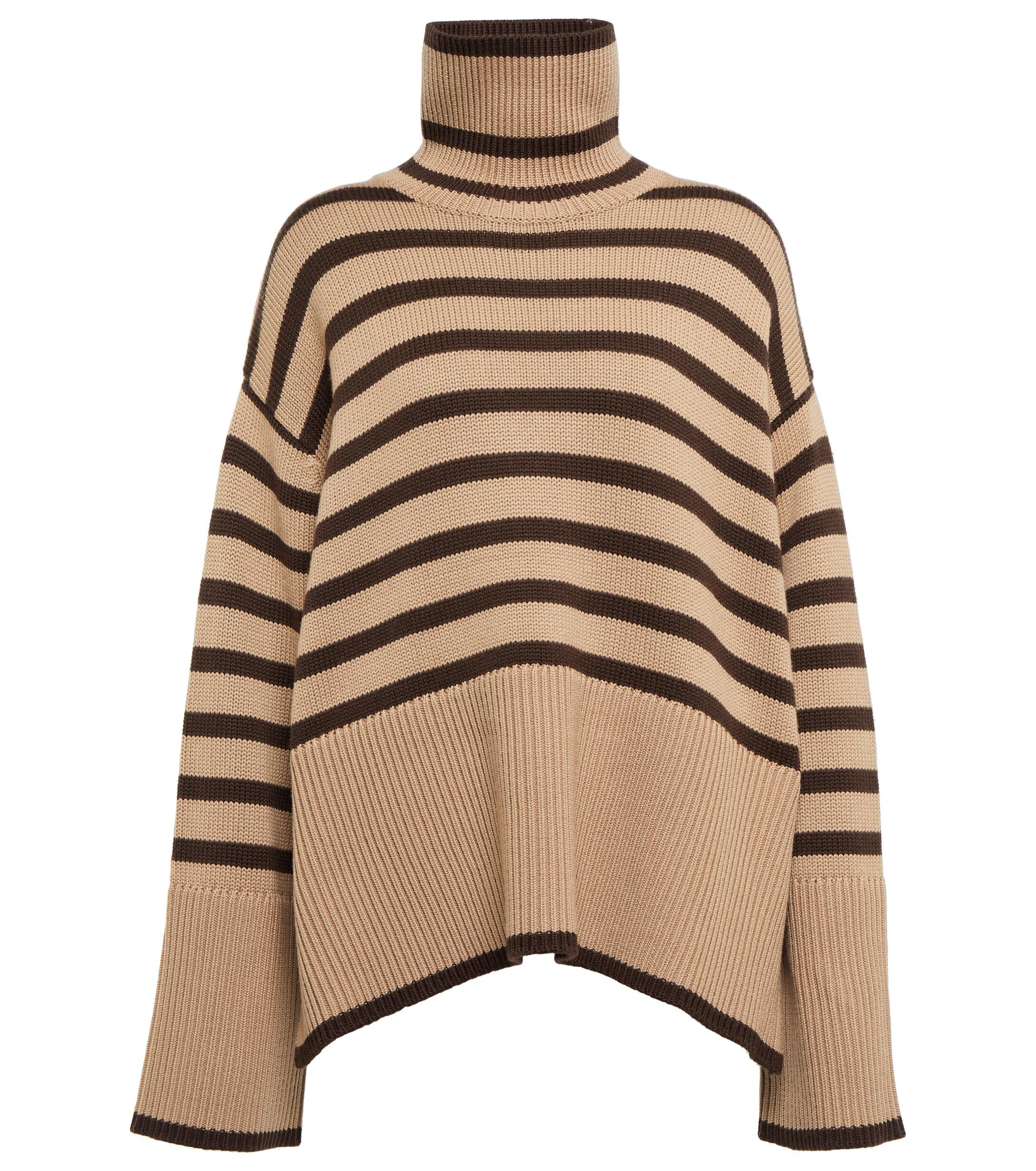 Totême Wool Signature Stripe Turtleneck Stripe in Black Stripe - Save 37% Womens Clothing Jumpers and knitwear Turtlenecks Black 