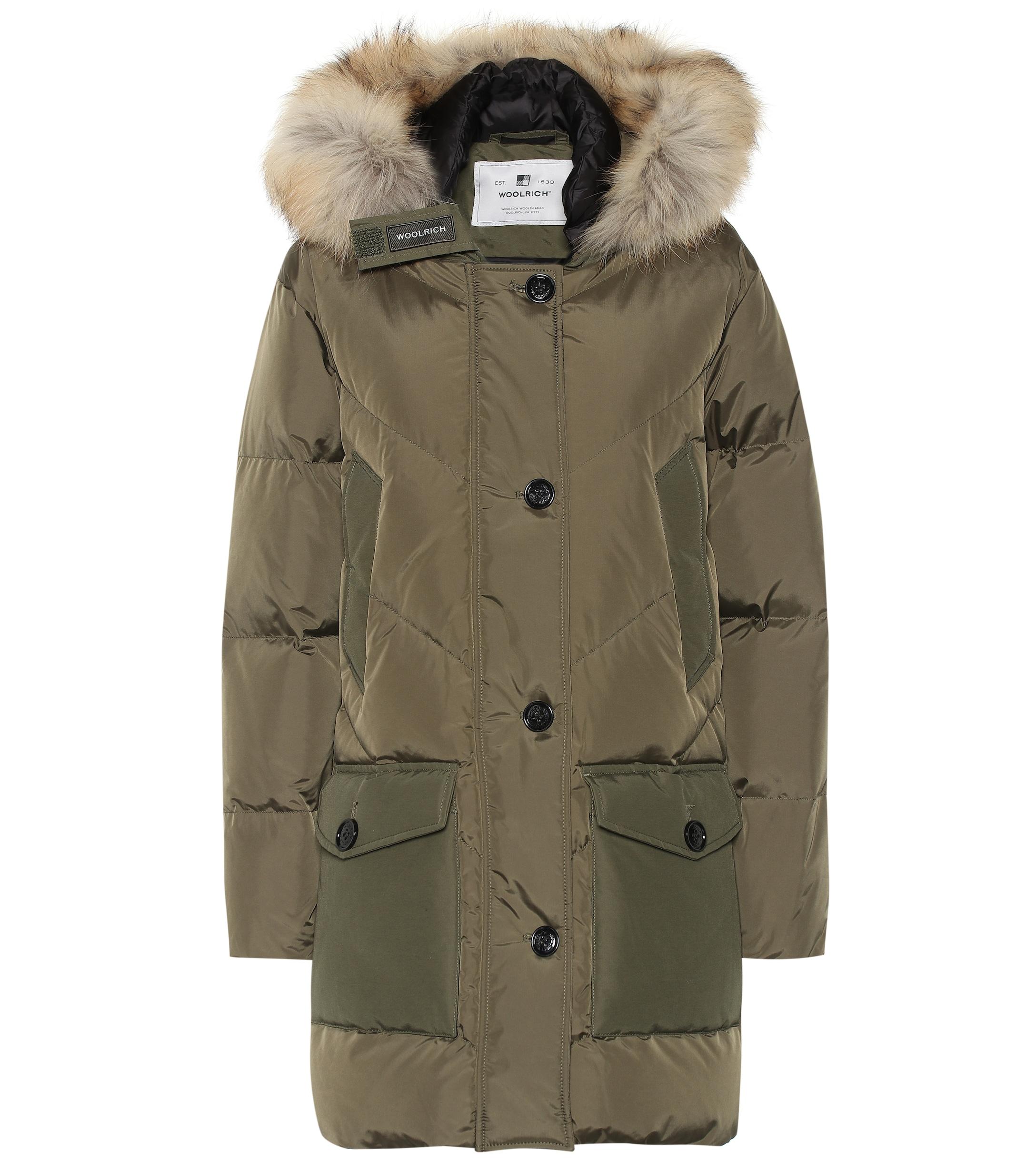 Woolrich Logo Parka Down Coat in Green Lyst