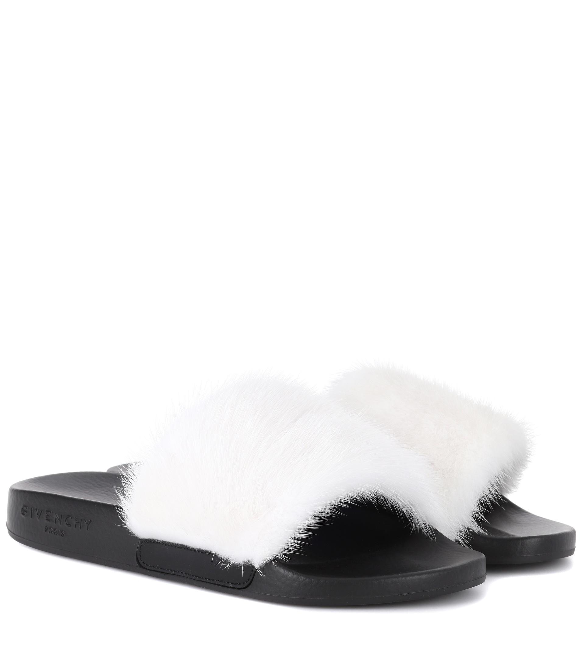 givenchy black fur slides