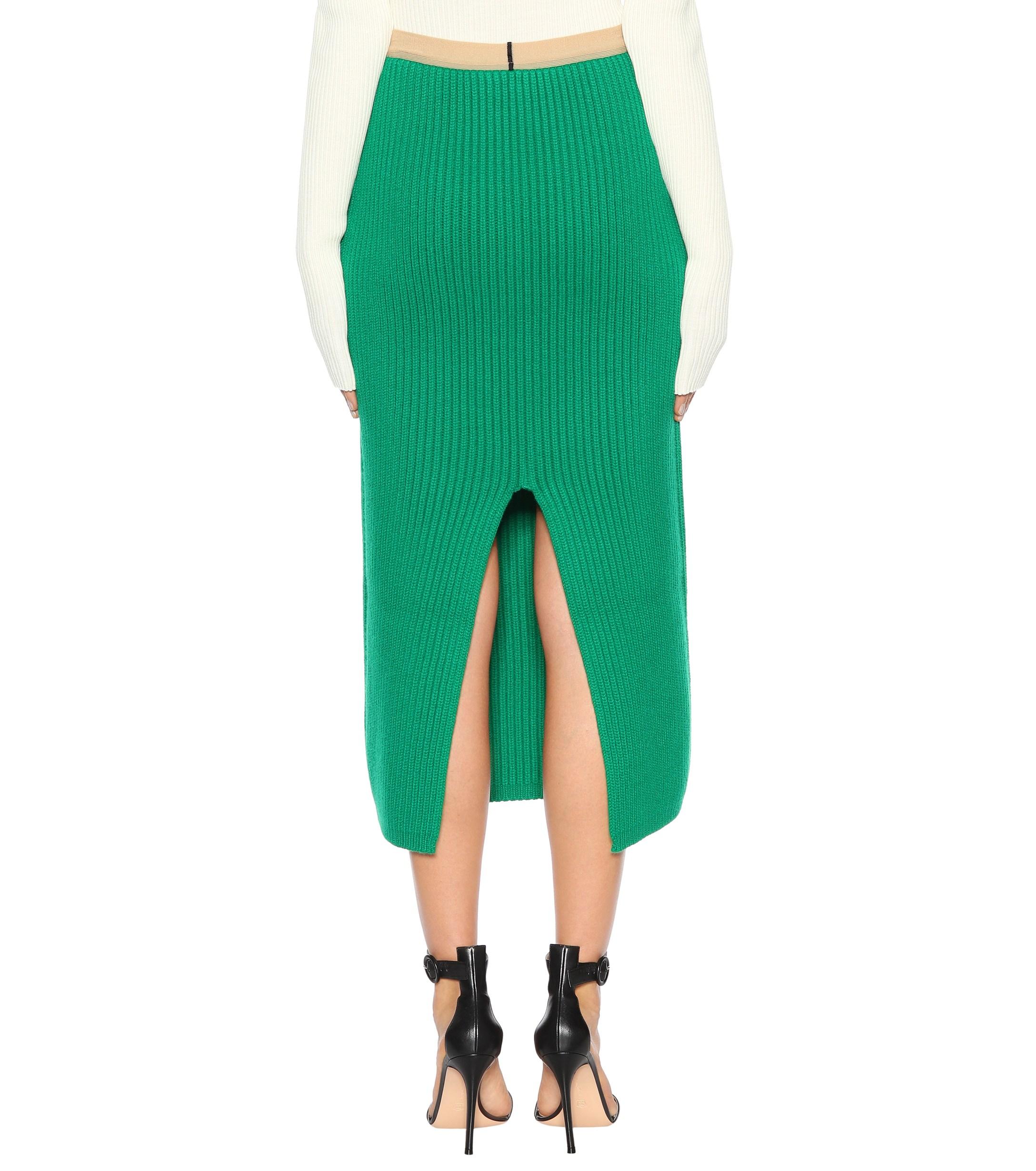 CALVIN KLEIN 205W39NYC Wool And Cashmere Skirt in Green - Lyst