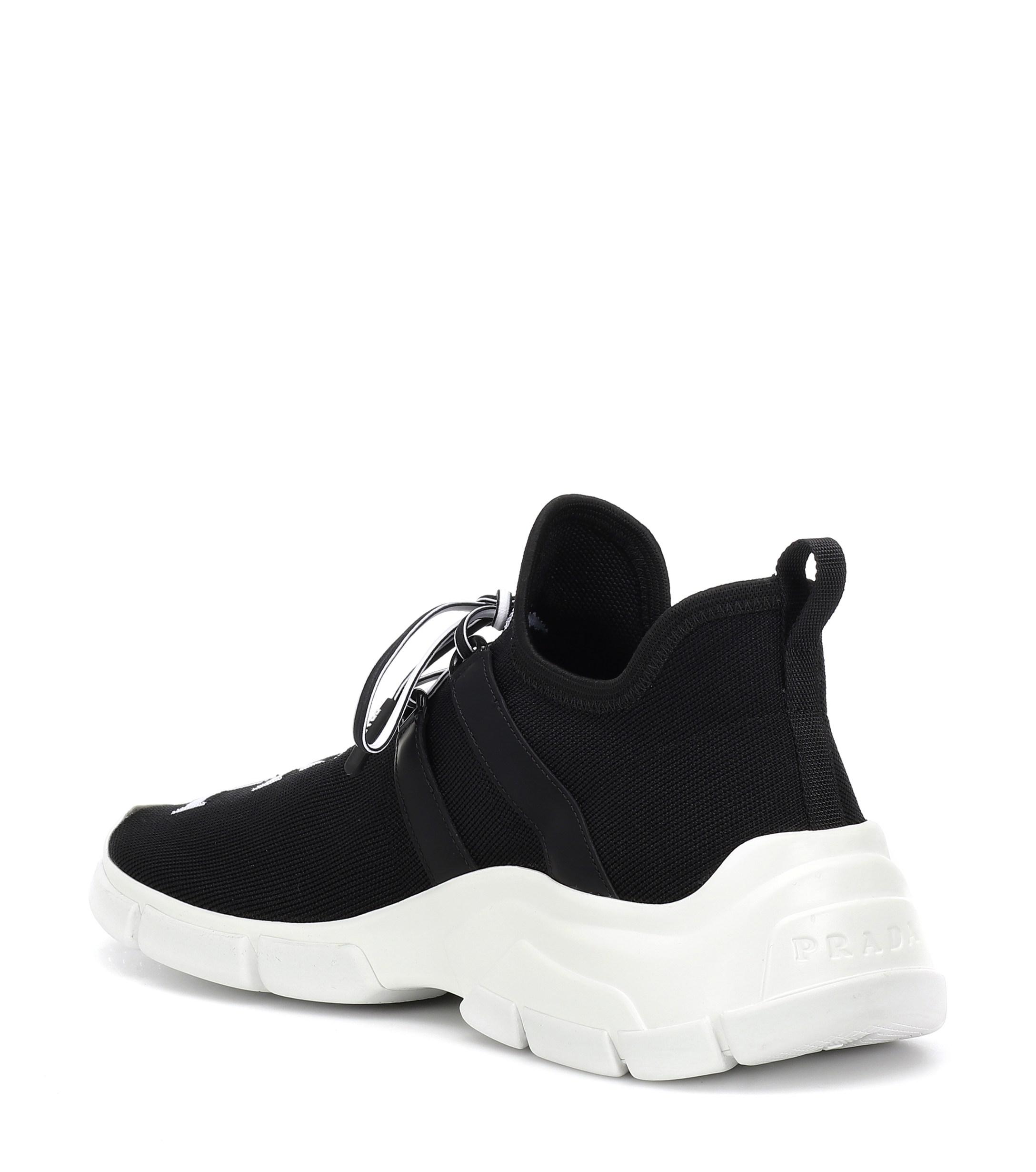 Prada Stretch-knit Sneakers in Black - Lyst