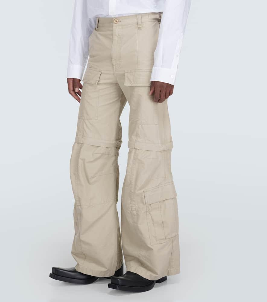 Balenciaga Hybrid Flared Cotton Cargo Pants in Natural for Men