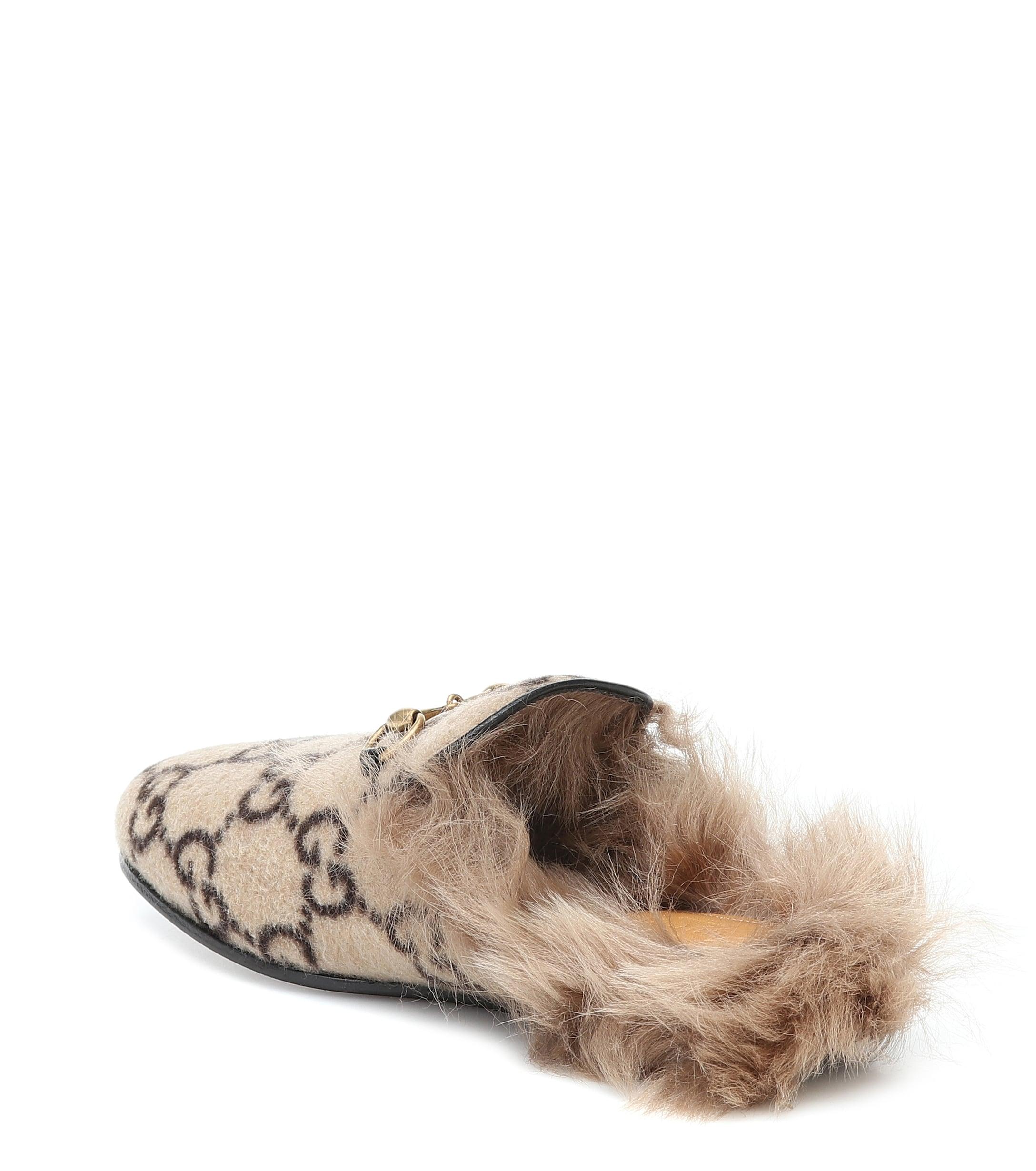 Gucci Princetown Shearling lined Slippers in Natural Lyst UK