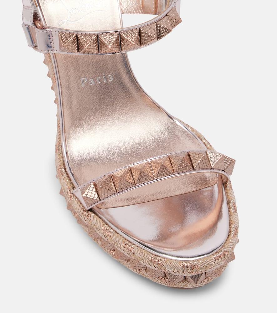 Christian Louboutin Pyraclou 100 Leather Espadrille Sandals in
