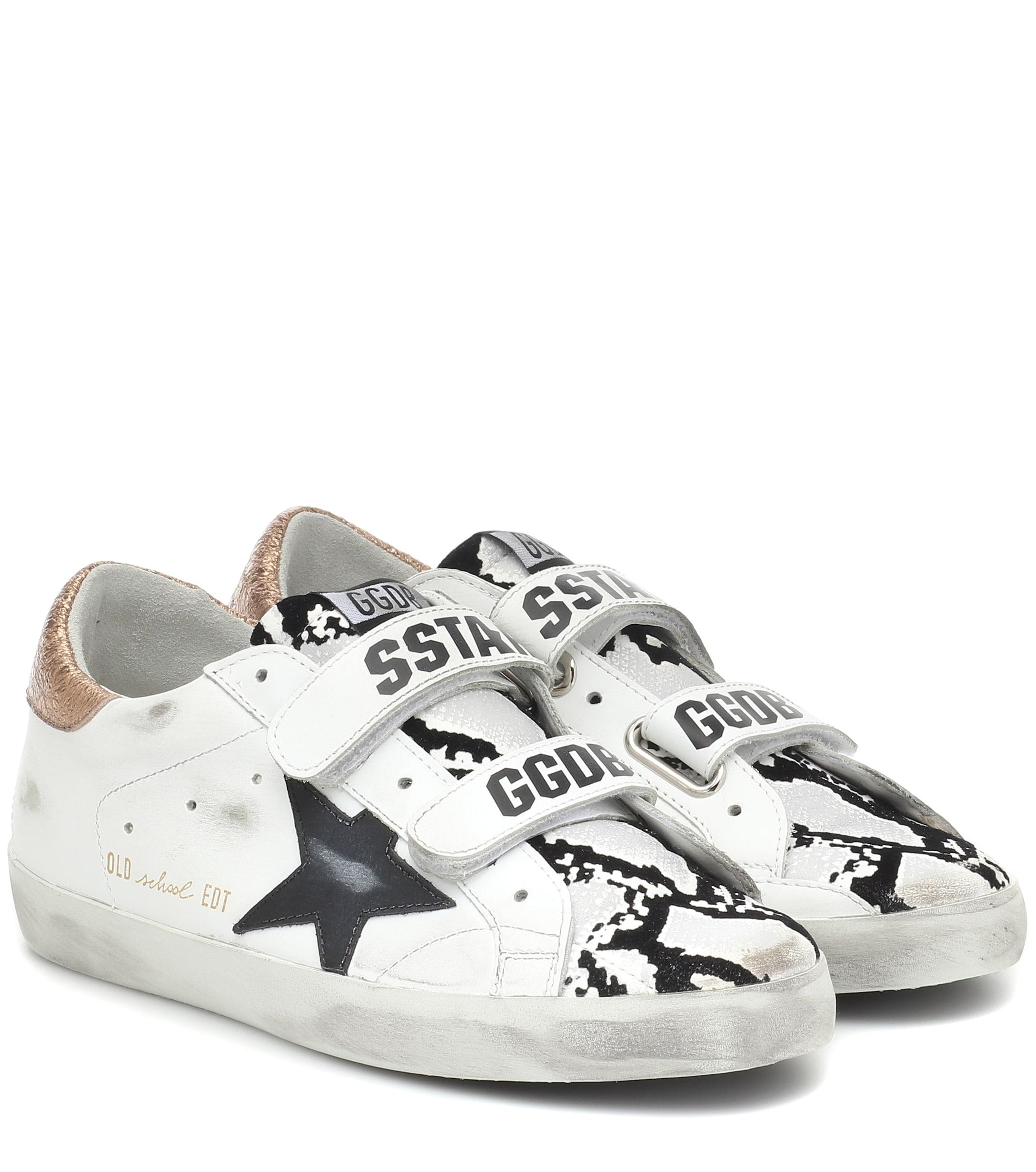 golden goose white leopard pony old school sneakers