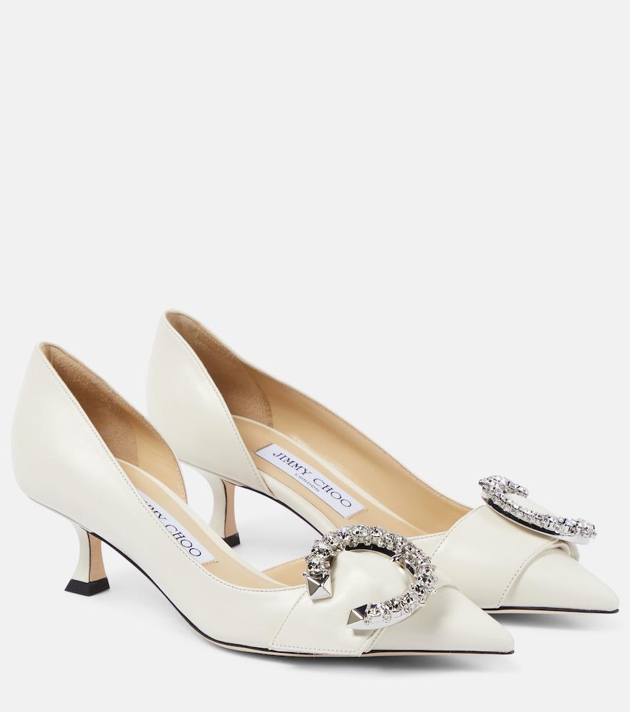 Jimmy Choo Melva 50 Embellished Leather Pumps in White | Lyst