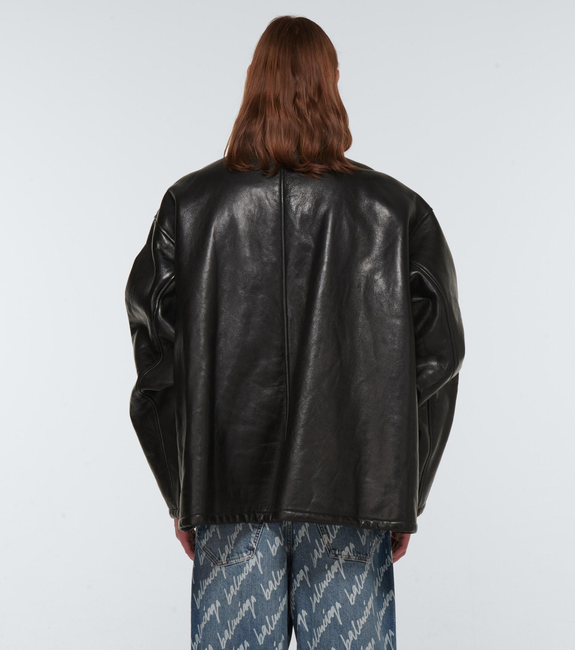 Balenciaga Leather Jacket in Black for Men | Lyst