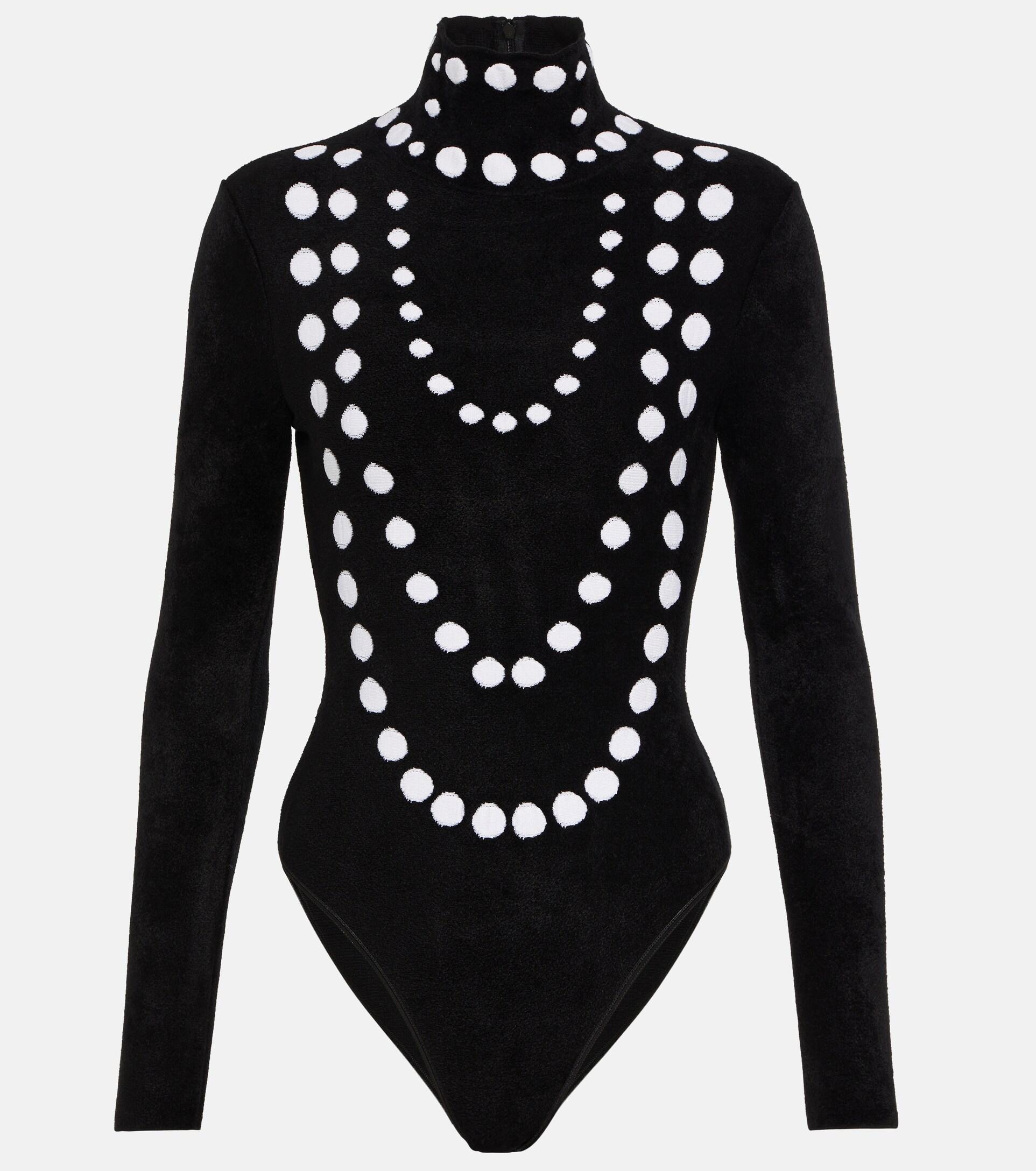 Alaïa Jacquard Velvet Chenille Bodysuit in Black | Lyst