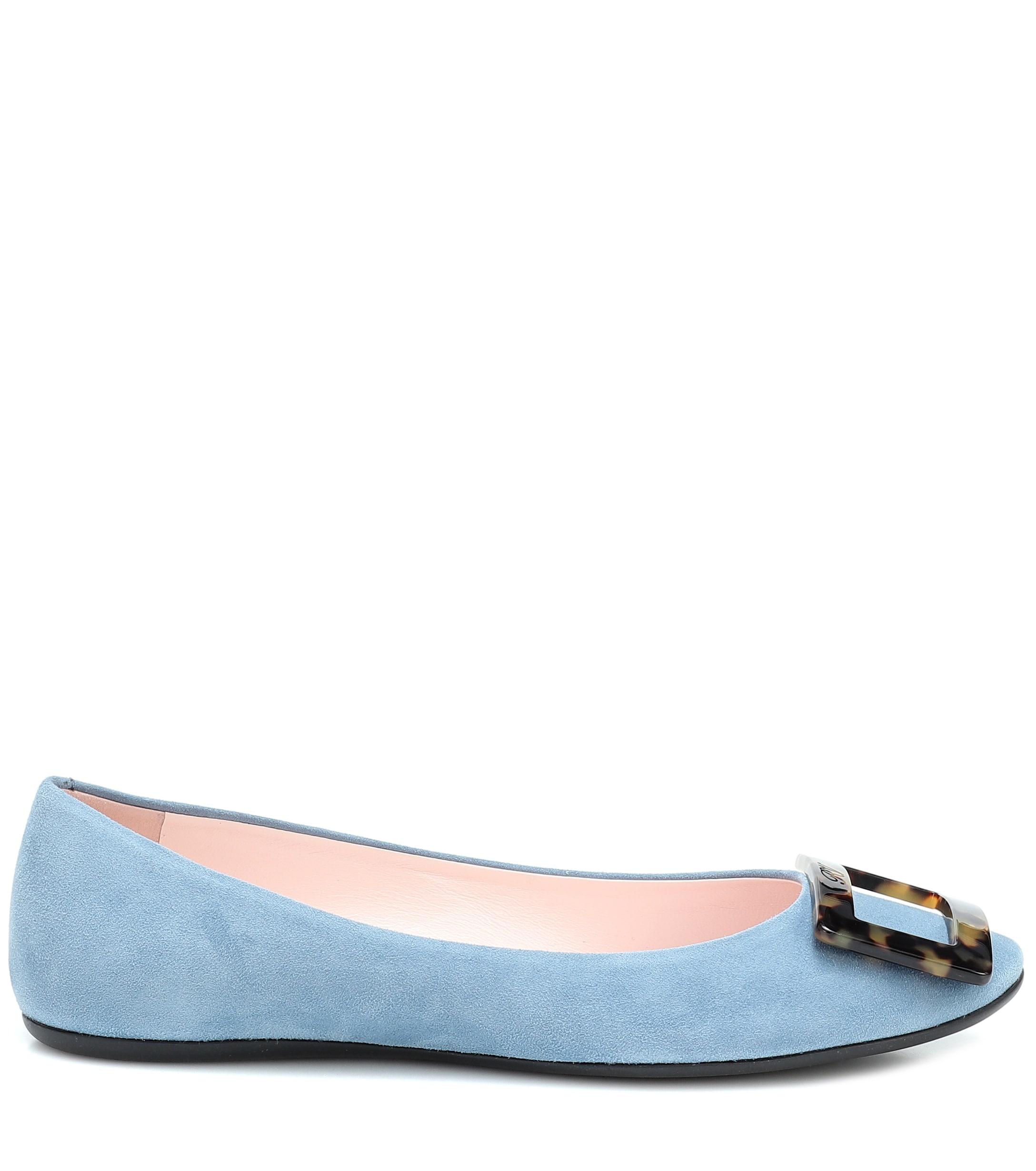 Roger Vivier Gommette Suede Ballet Flats in Blue - Lyst