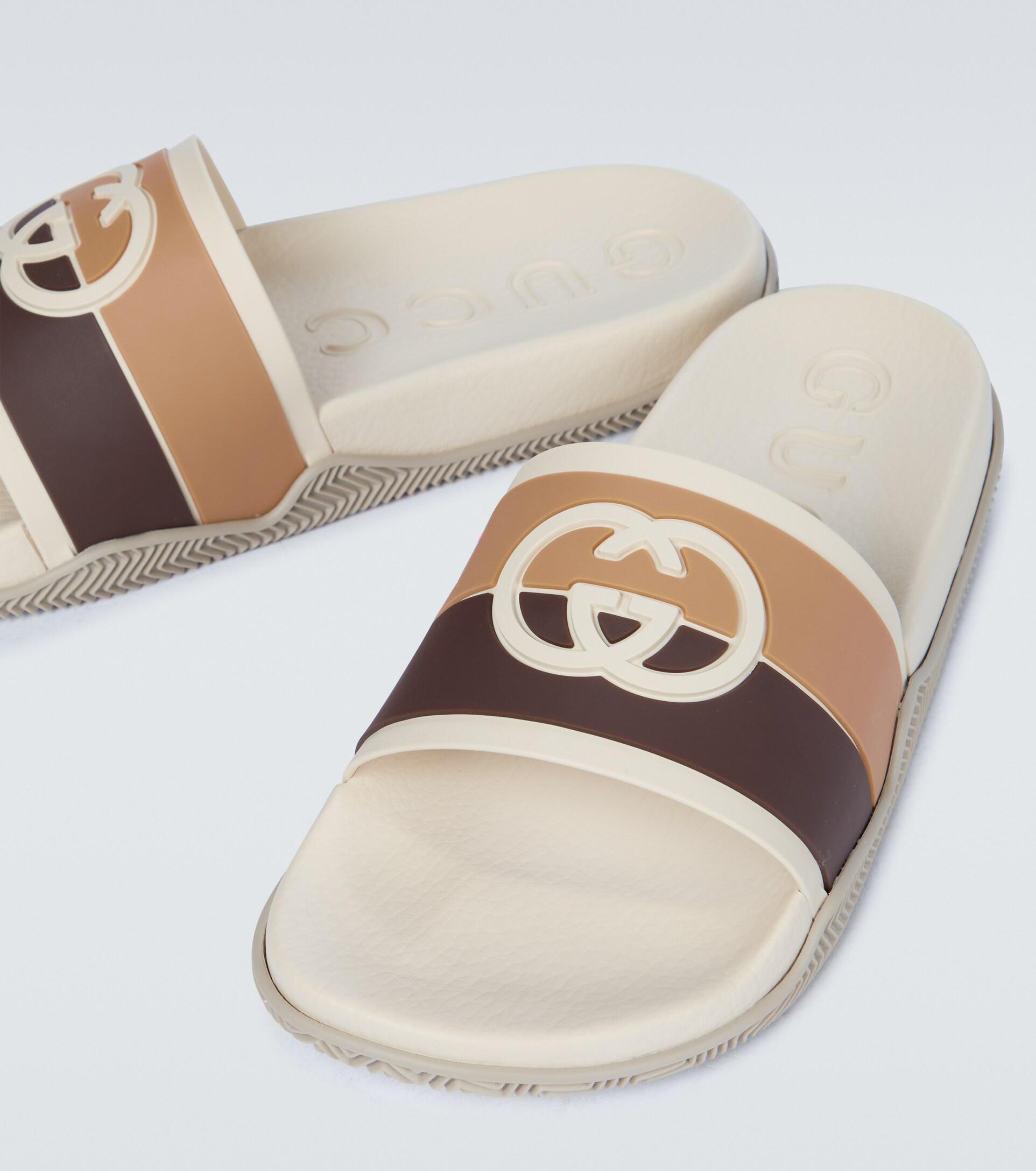 Gucci Interlocking G Slides in Natural for Men