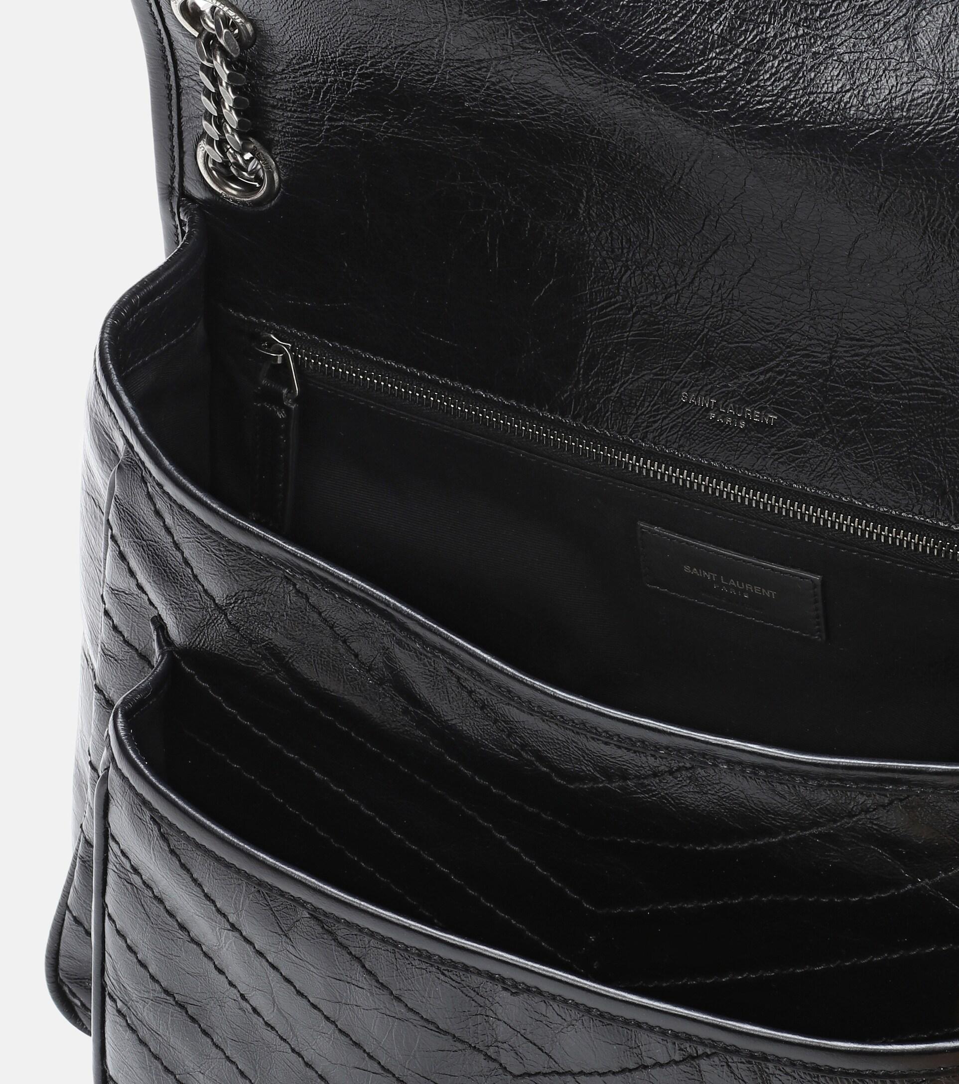 Saint Laurent Niki Large Leather Shoulder Bag in Black