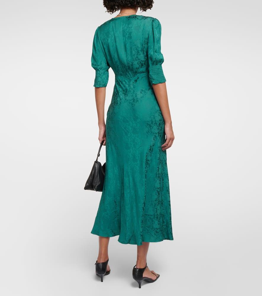 RIXO London Zadie Floral Jacquard Crepe Midi Dress in Green | Lyst