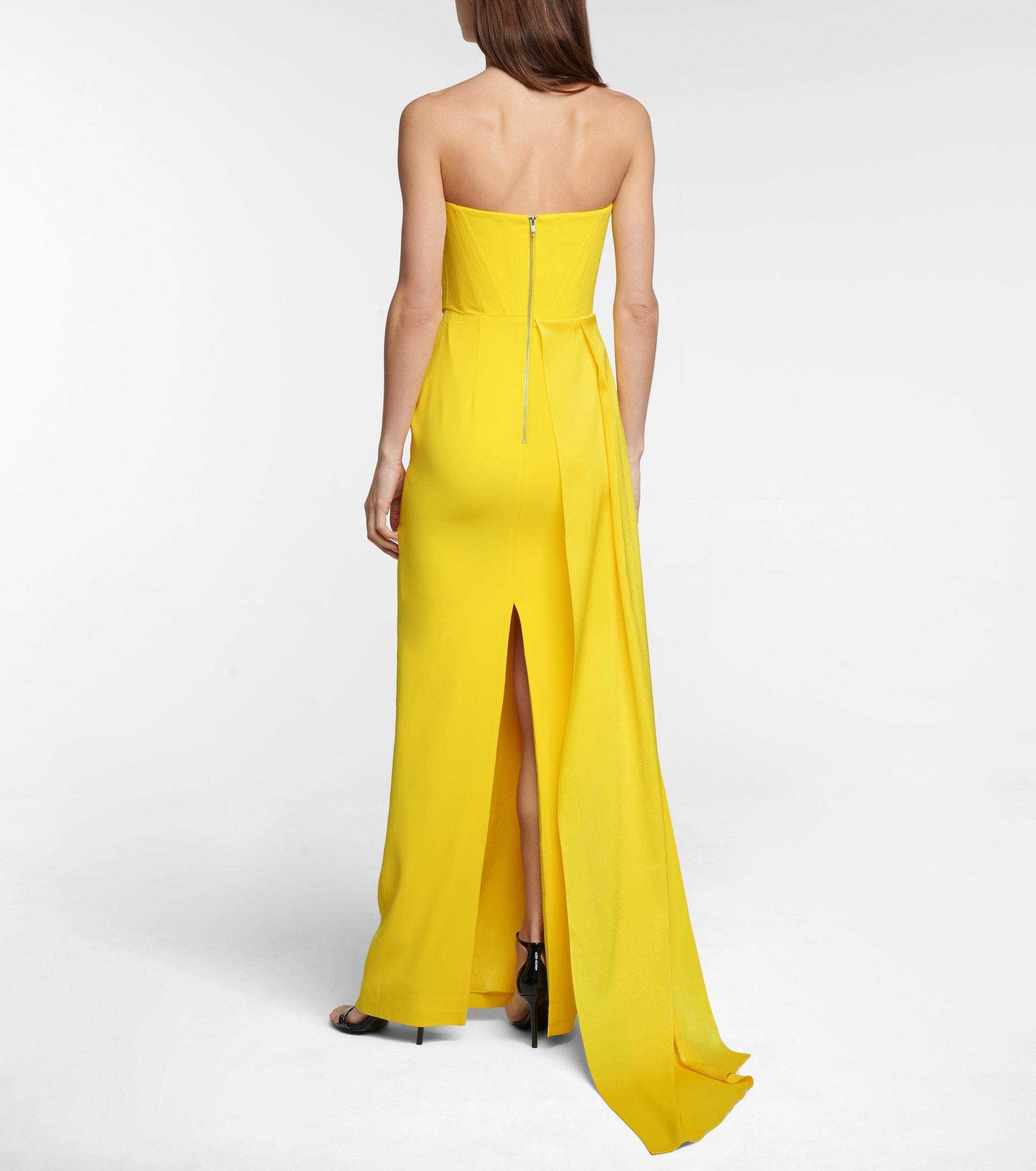 alex perry kirby strapless crepe column draped gown
