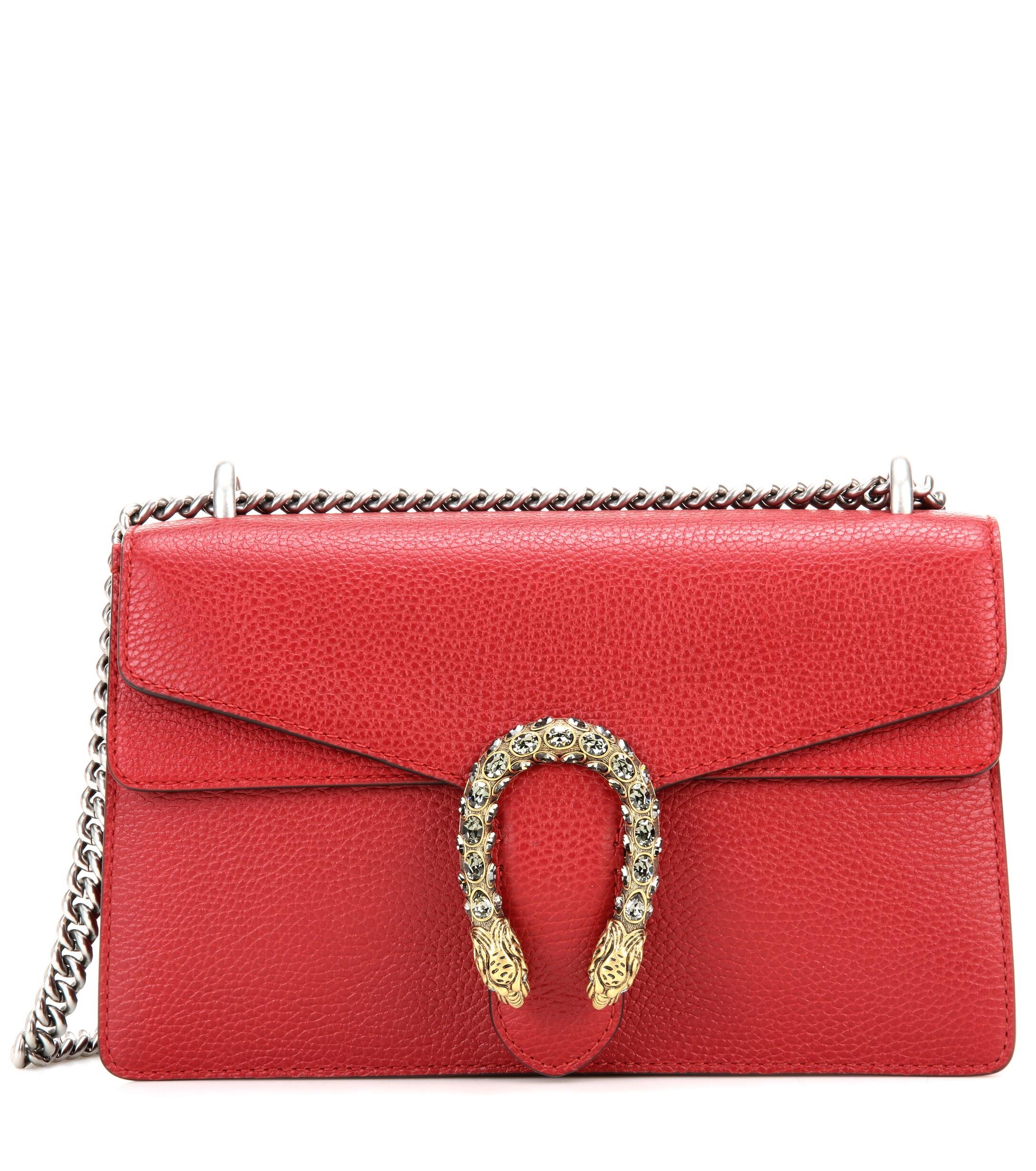 Gucci Dionysus Small Leather Shoulder Bag in Red - Lyst