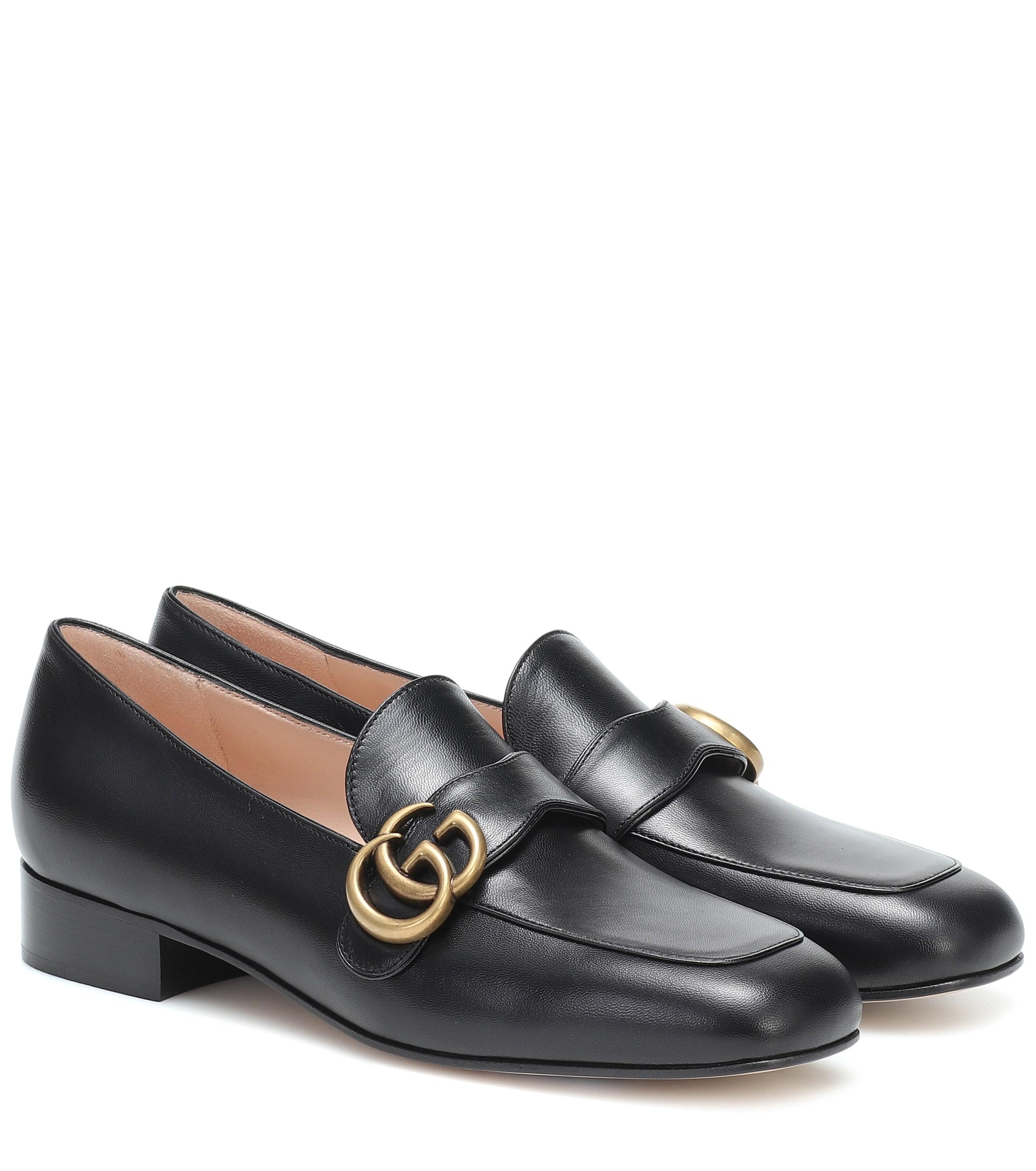 Gucci 25mm Marmont Leather Loafers in Black - Lyst