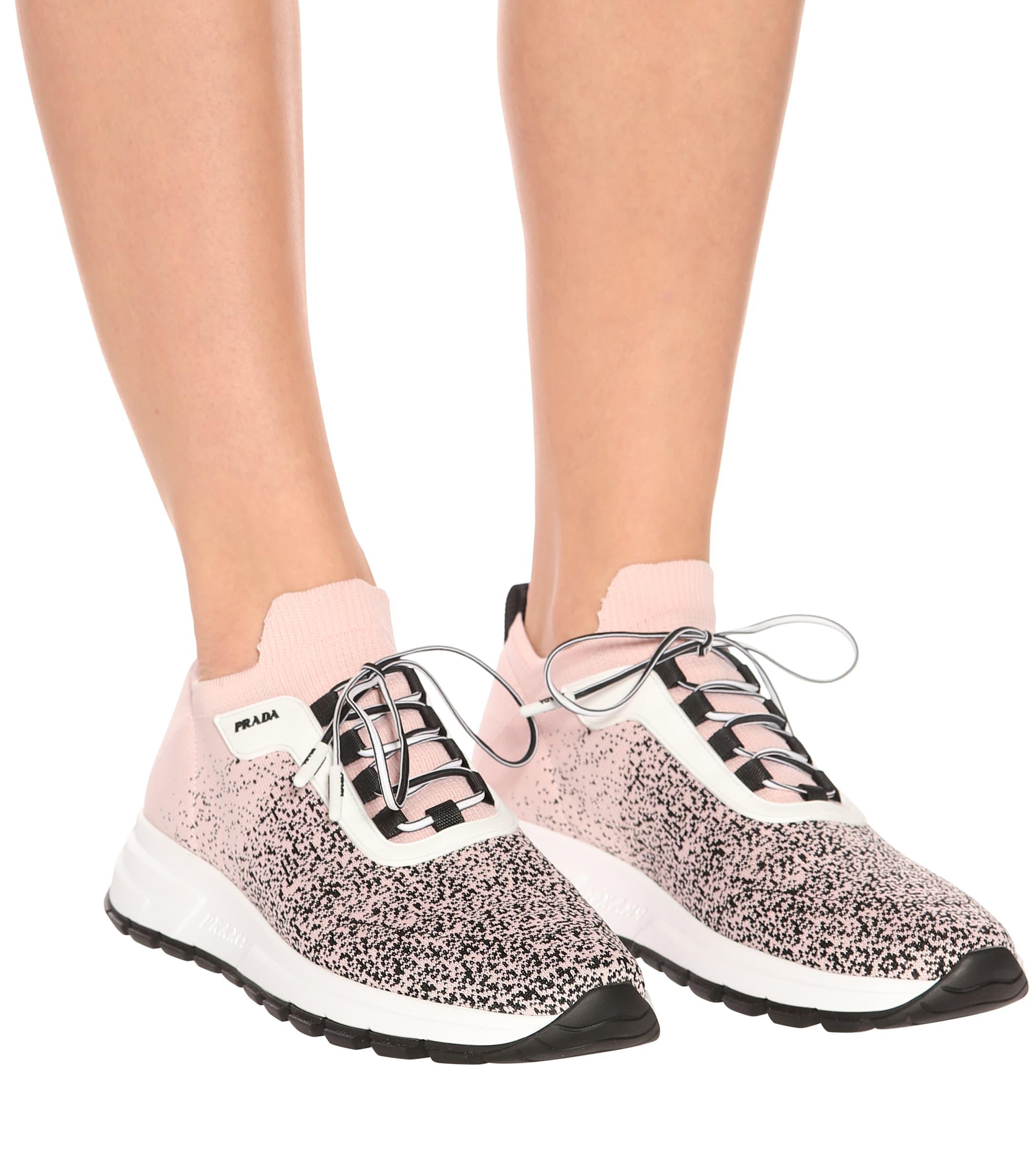 prada pink and black sneakers