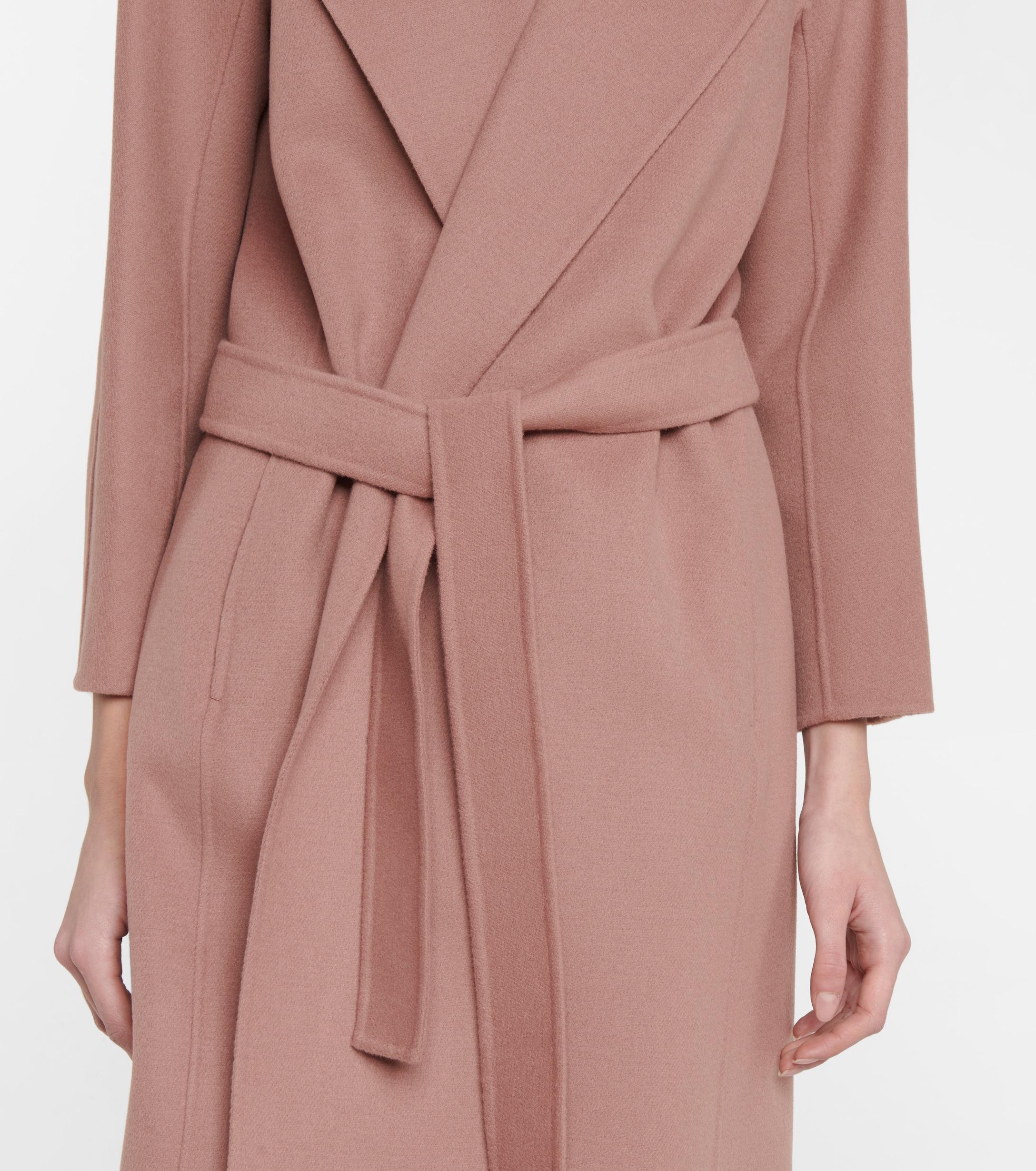 Max Mara Messi Belted Virgin Wool Coat in Pink Lyst