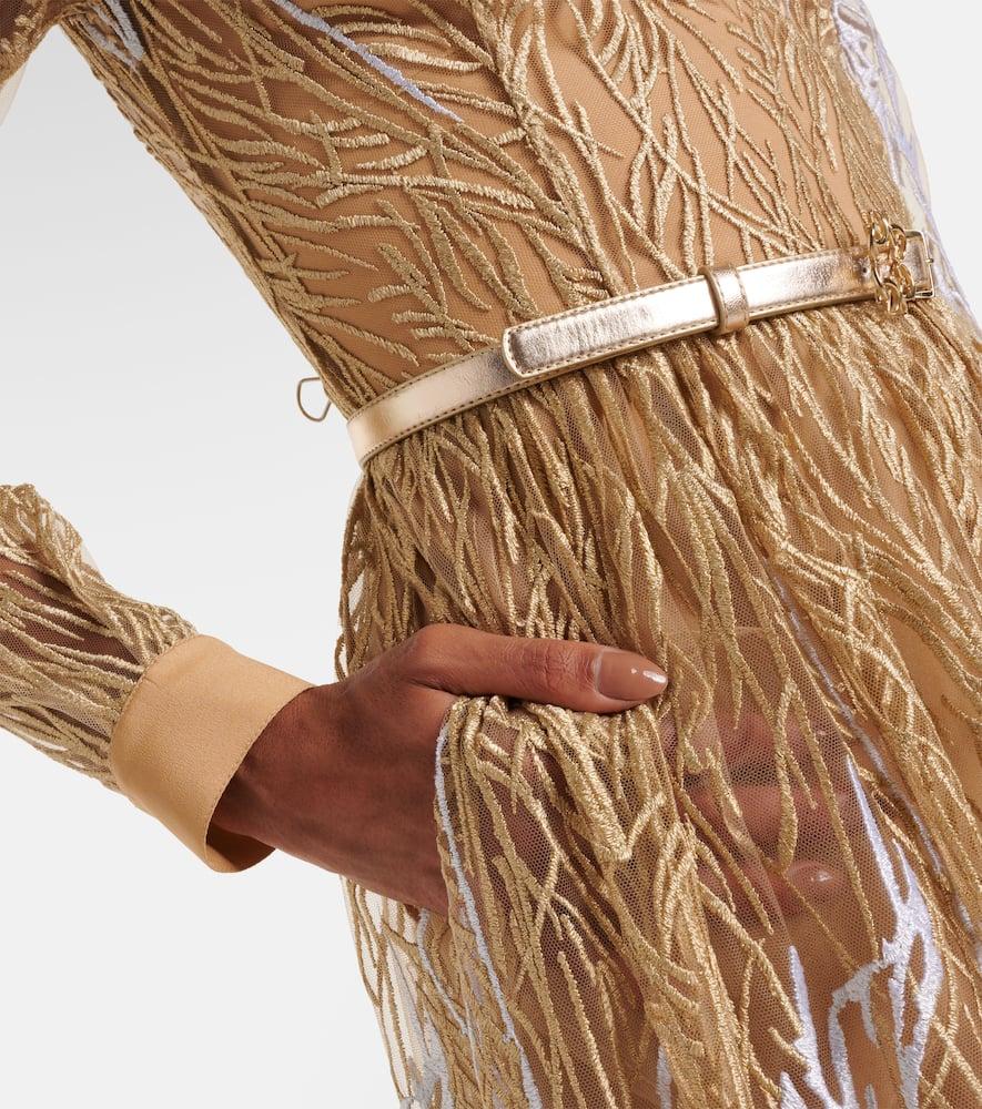 Elie Saab Arboreal Midi Gown in Natural Lyst